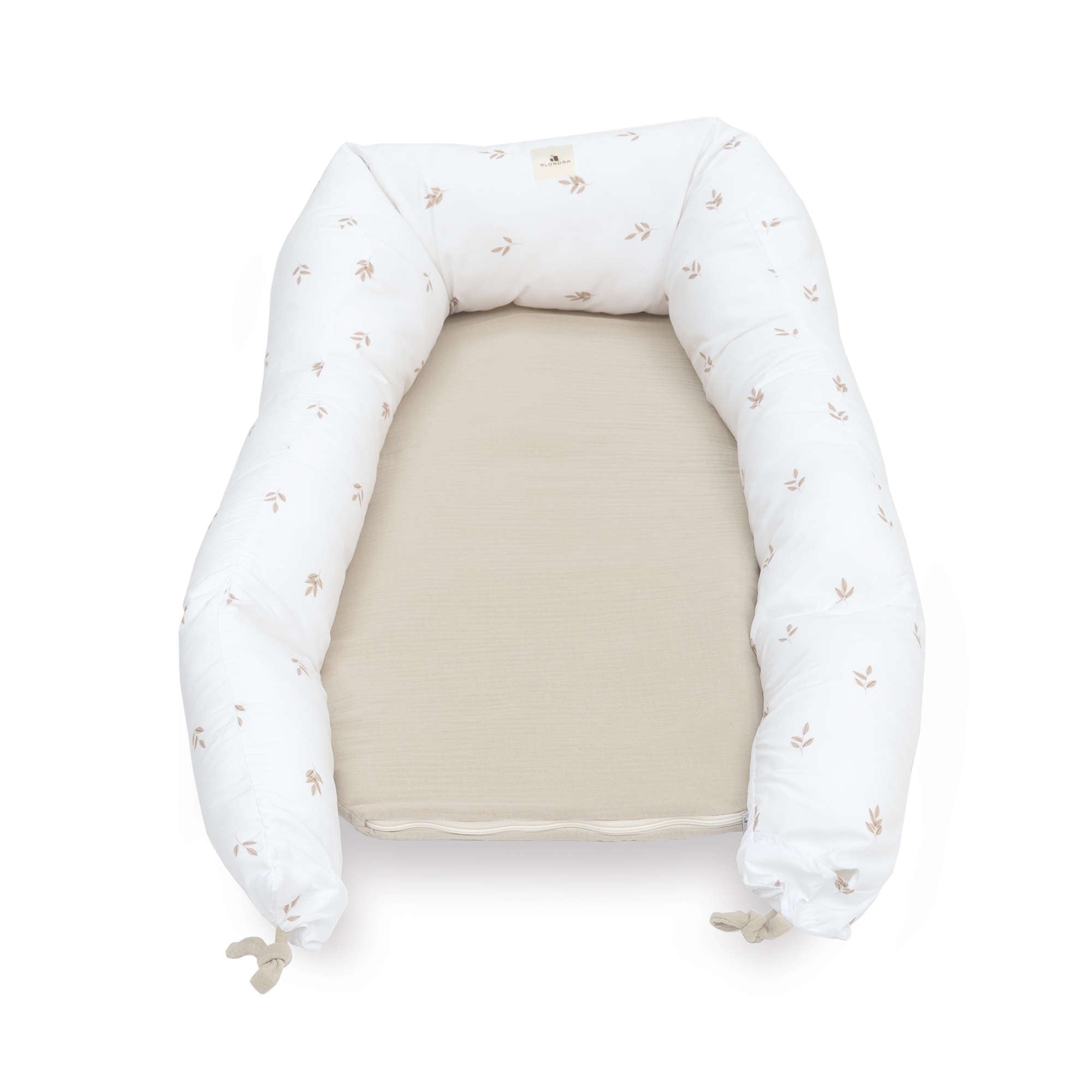 Riduttore per neonato (con cuneo antireflusso) foglie beige · Nandina 666C-116