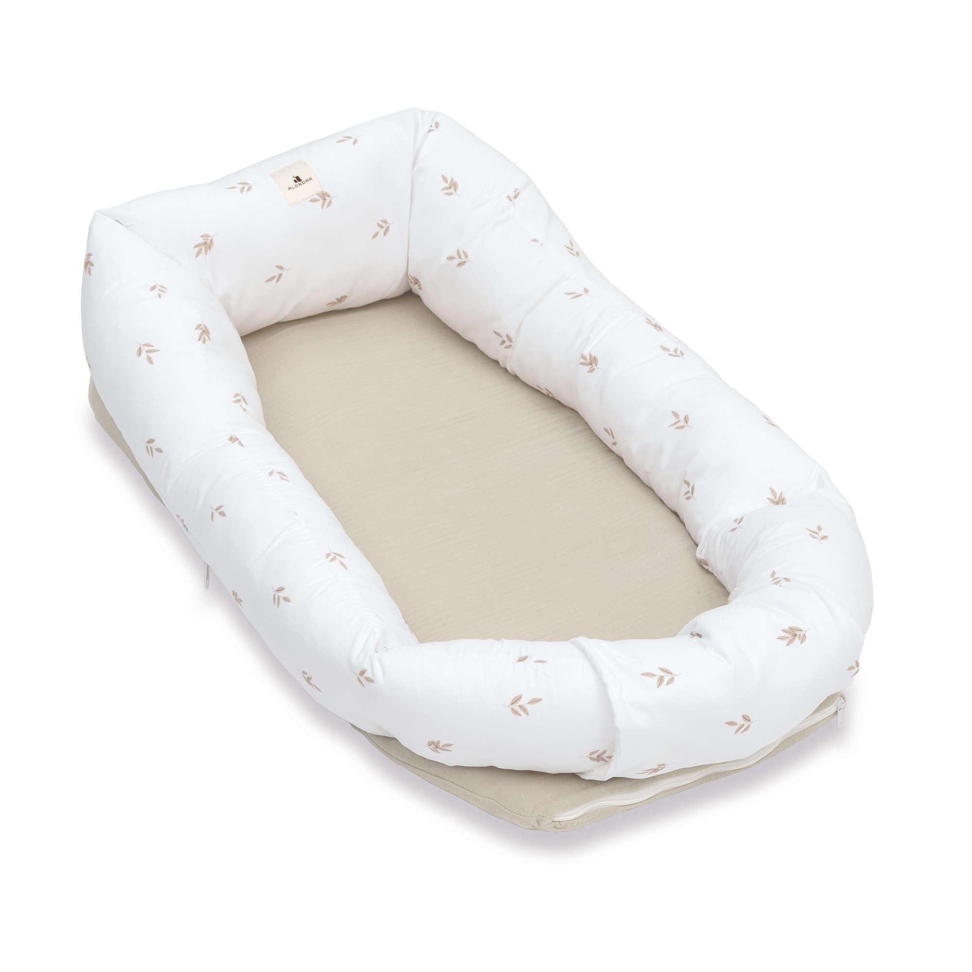 Riduttore per neonato (con cuneo antireflusso) foglie beige · Nandina 666C-116