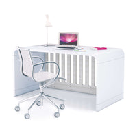 Escritorio infantil de 140 cm moderno en color blanco y roble blanco