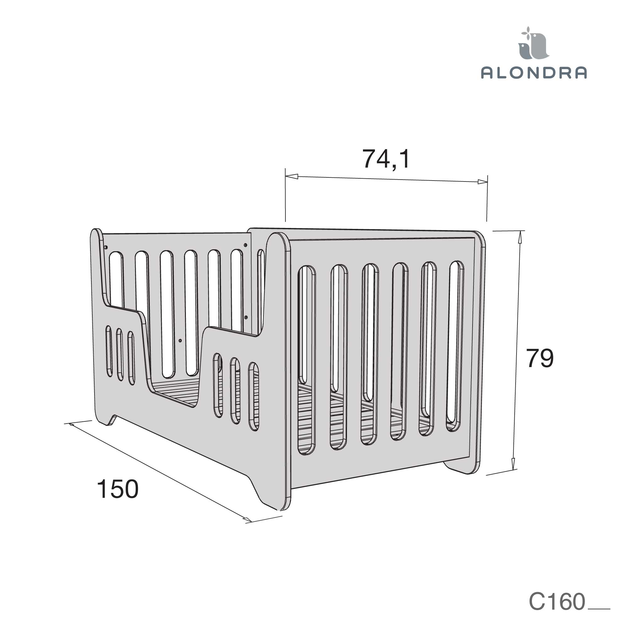 Lettino-letto bambini (2in1) 70x140 cm bianco · C160