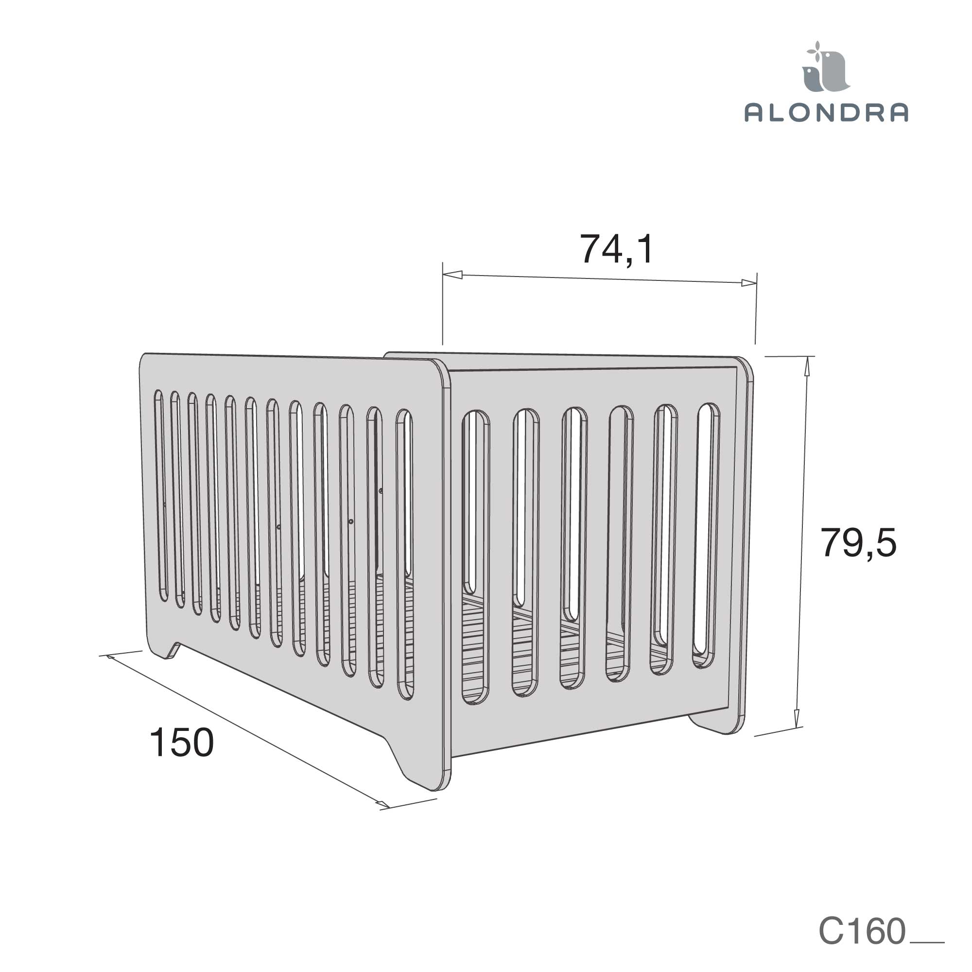 Lettino-letto bambini (2in1) 70x140 cm bianco · C160