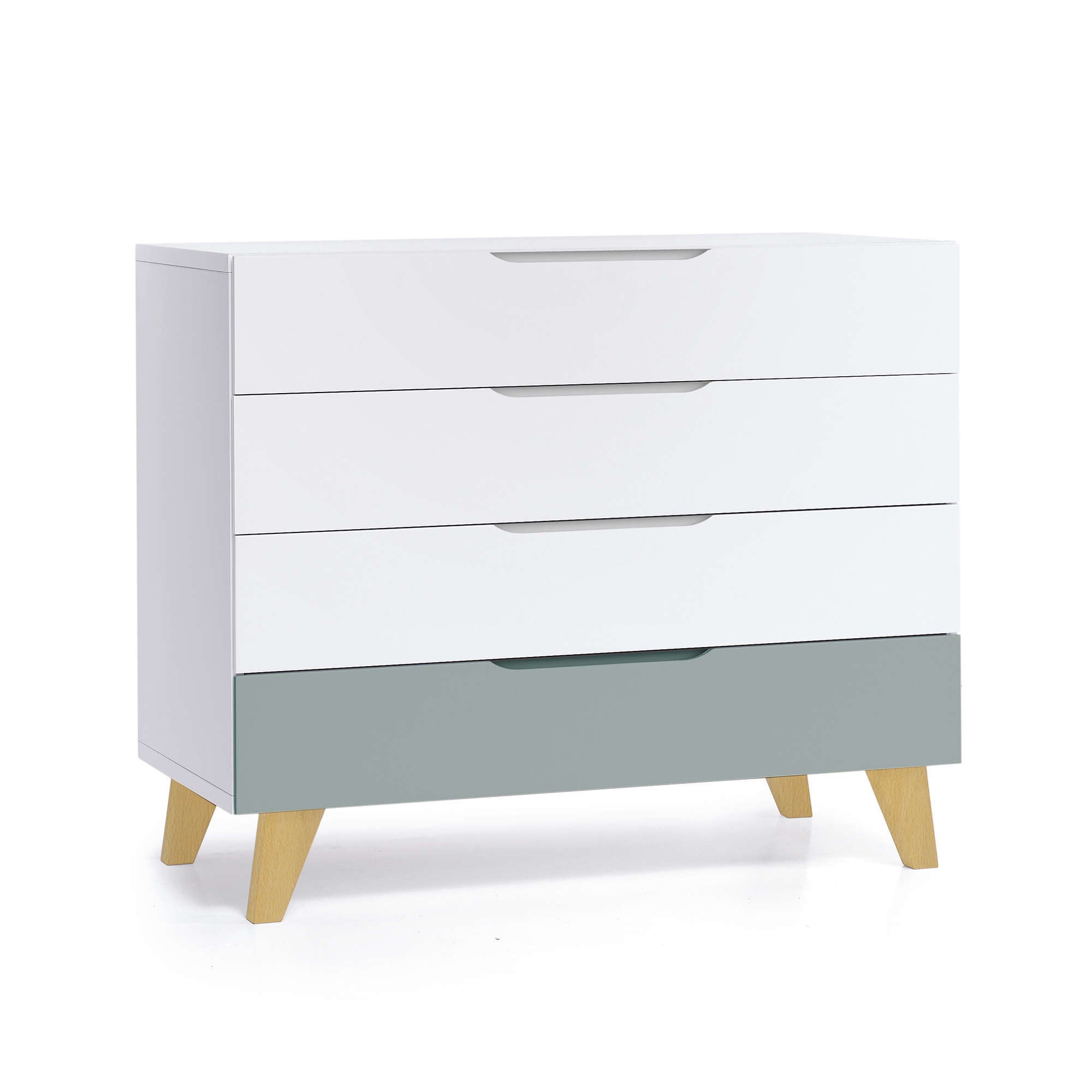 Cassettiera neonati (4 cassetti) bianco con gambe di legno · Lifestyle D247R