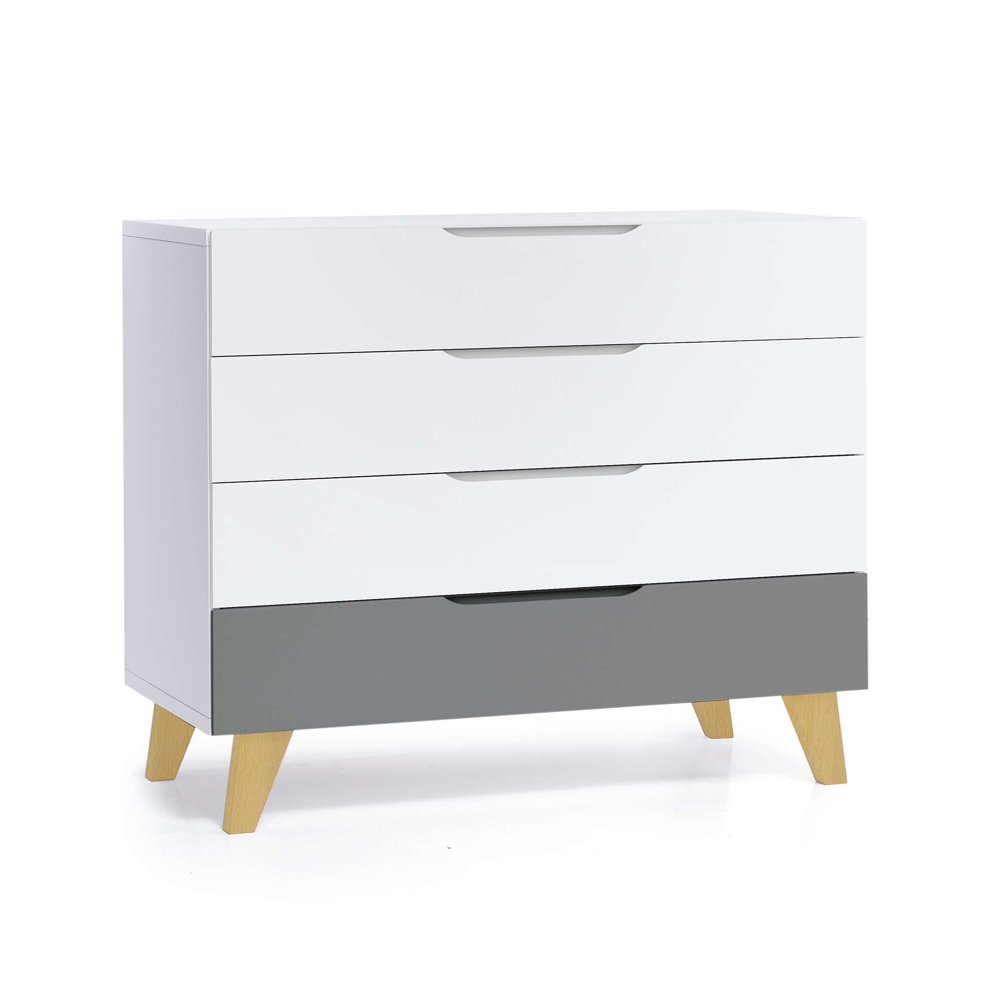 Cassettiera neonati (4 cassetti) bianco con gambe di legno · Lifestyle D247R