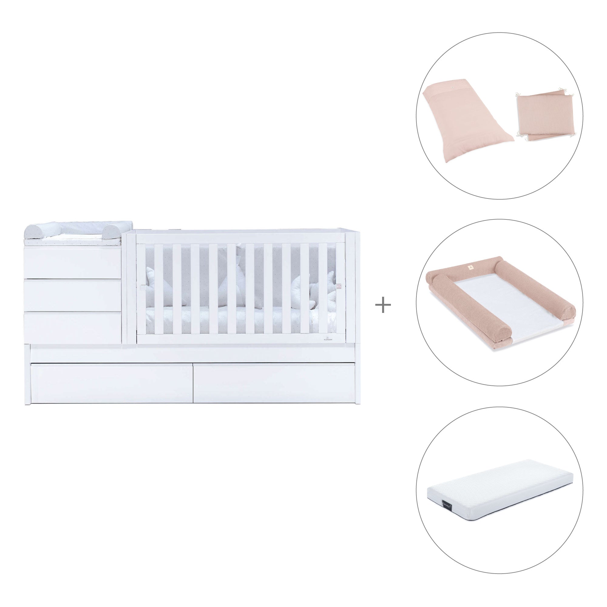 Lettino trasformabile (70x140 cm) bianco · Sero Kubo K551