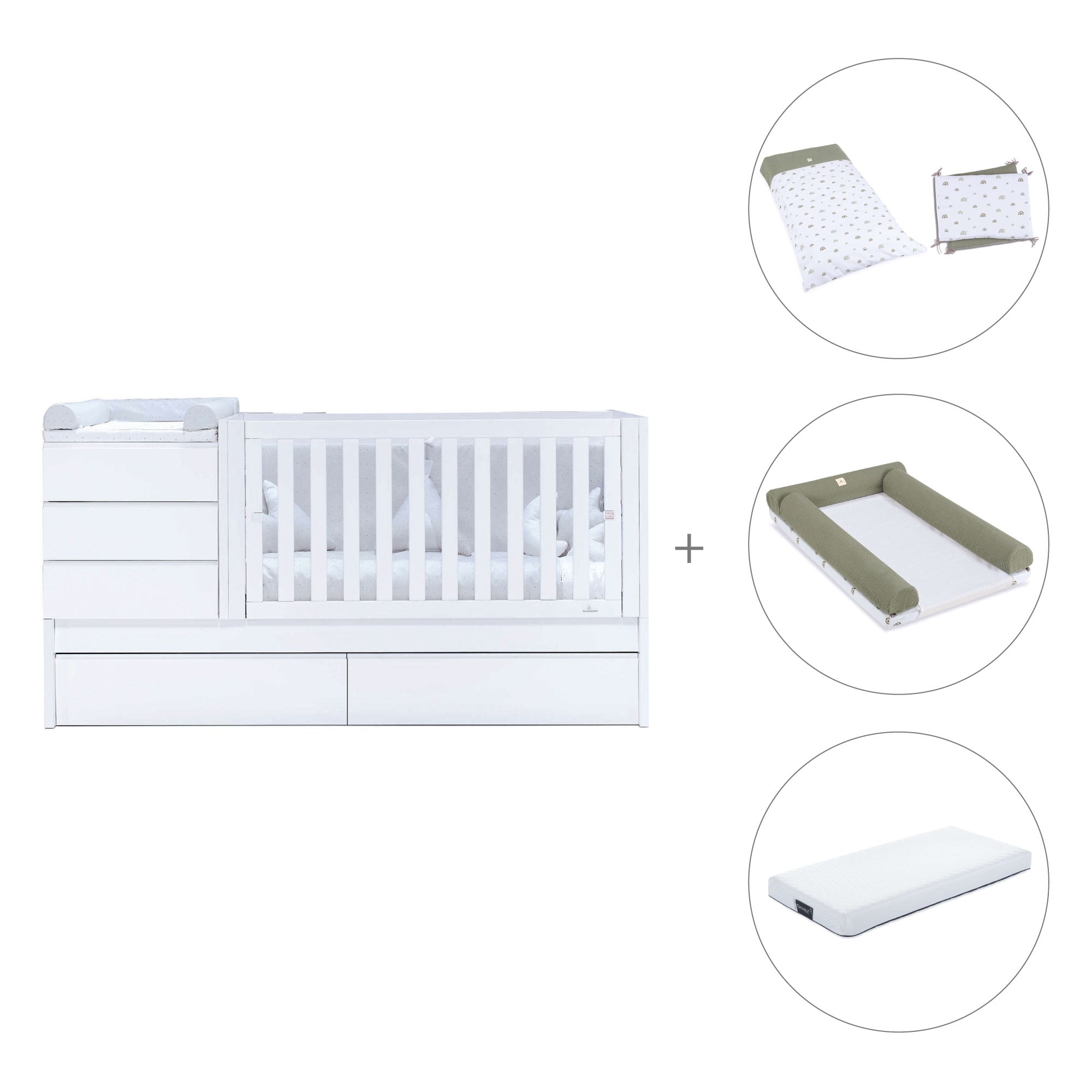 Lettino trasformabile (70x140 cm) bianco · Sero Kubo K551