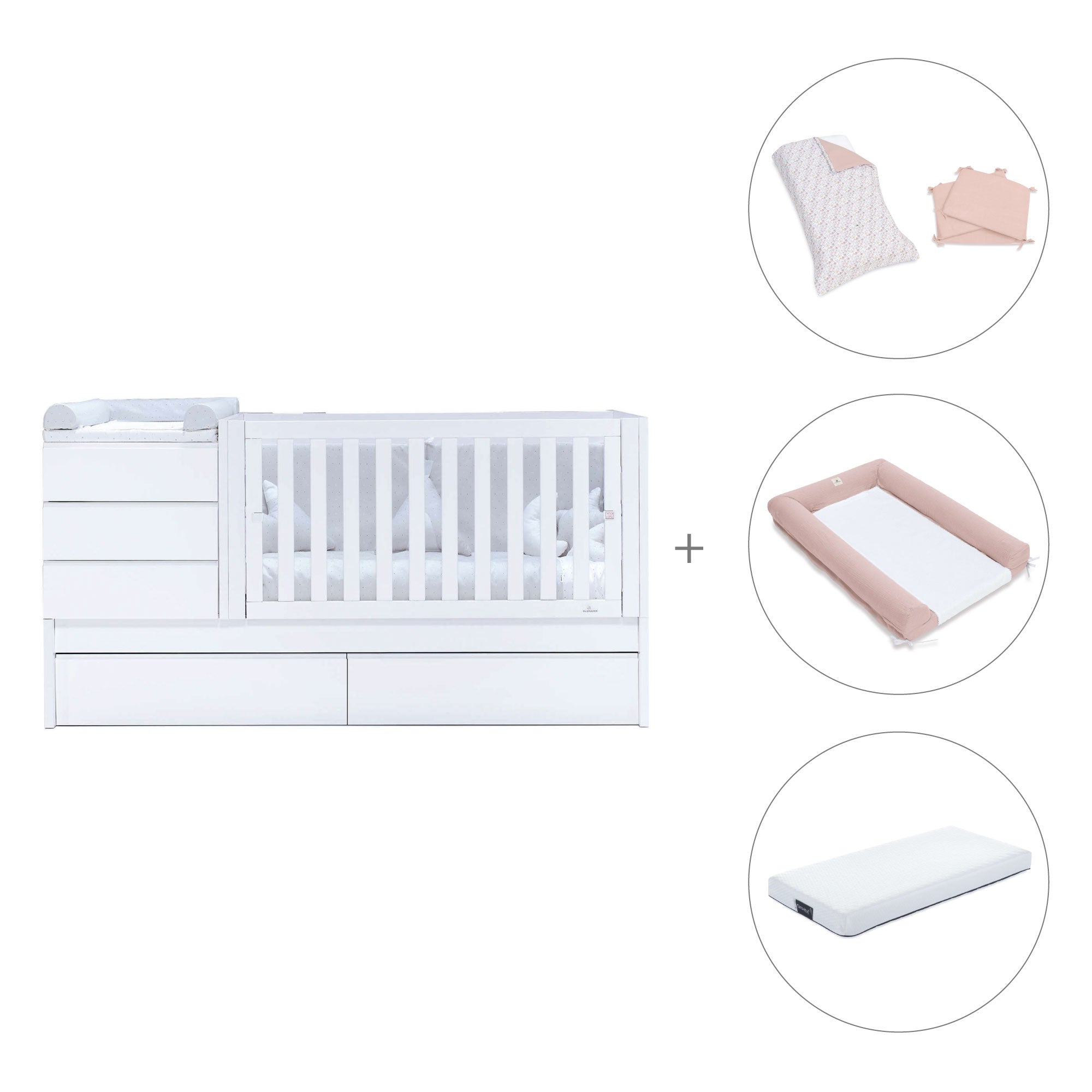 Lettino trasformabile (70x140 cm) bianco · Sero Kubo K551