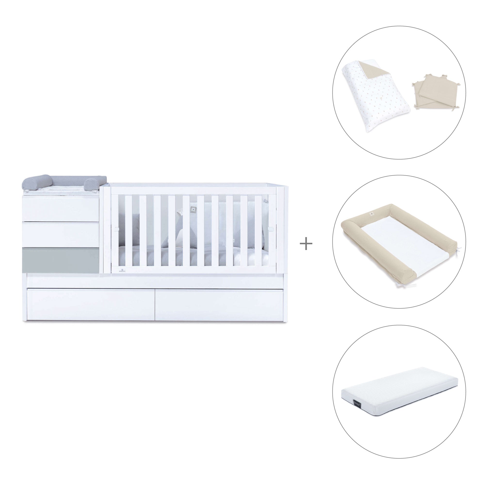 Lettino trasformabile (70x140 cm) grigio · Sero Kubo K551-M7778