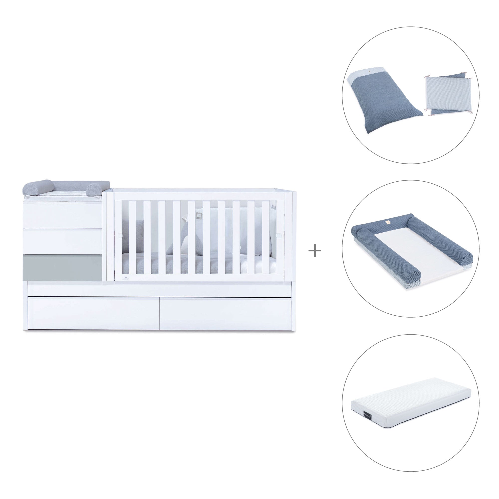 Lettino trasformabile (70x140 cm) grigio · Sero Kubo K551-M7778