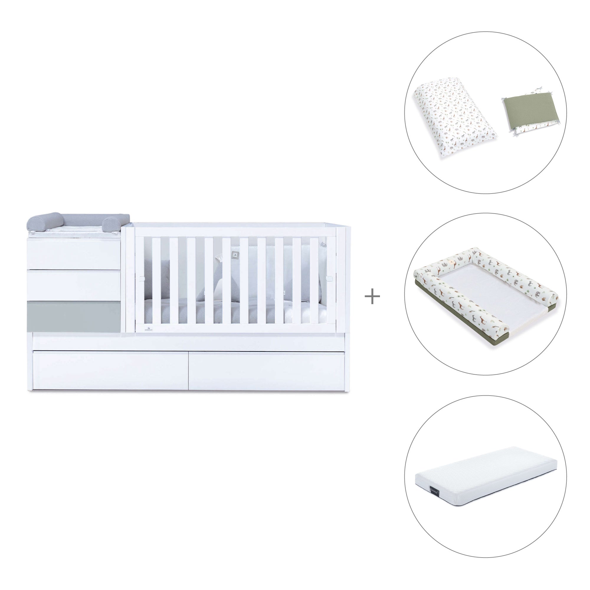 Lettino trasformabile (70x140 cm) grigio · Sero Kubo K551-M7778