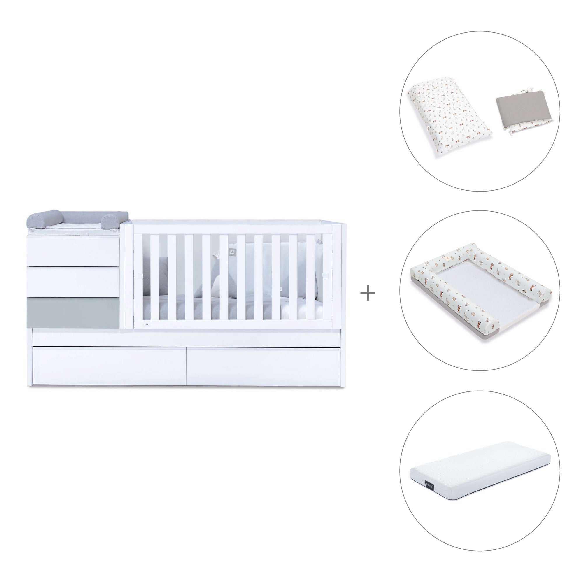 Lettino trasformabile (70x140 cm) grigio · Sero Kubo K551-M7778