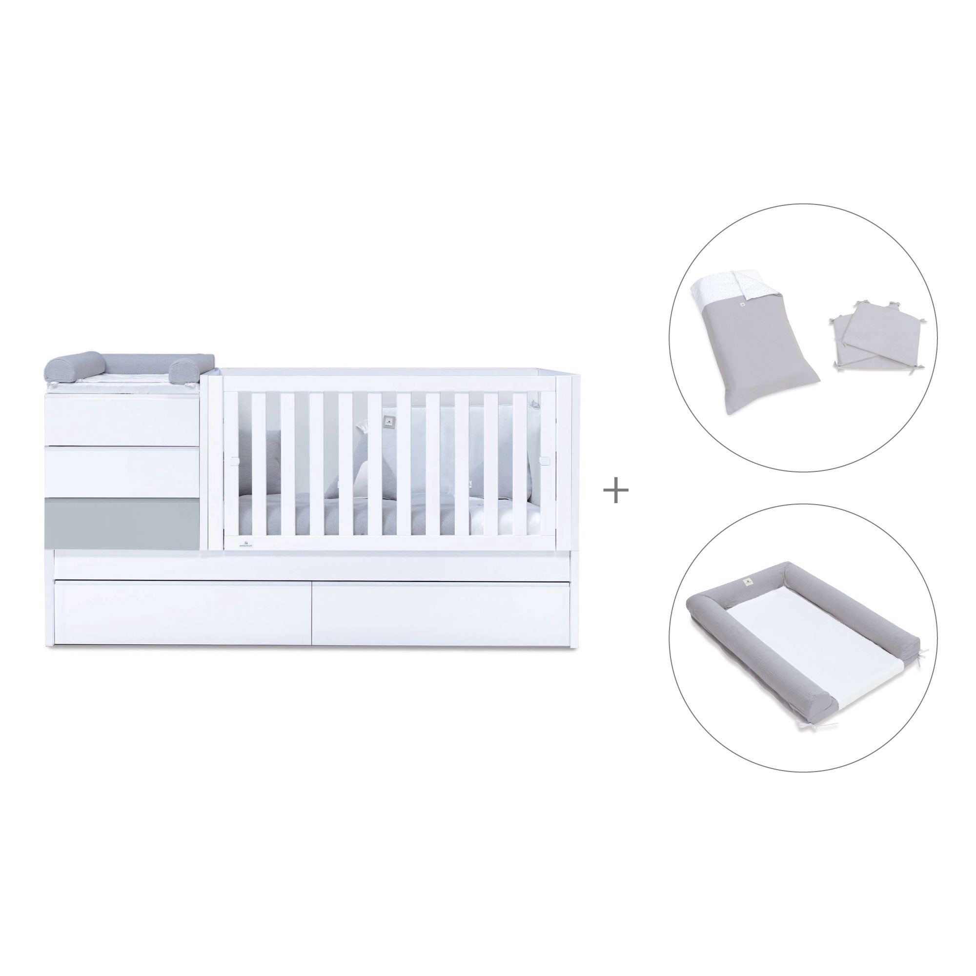 Lettino trasformabile (70x140 cm) grigio · Sero Kubo K551-M7778