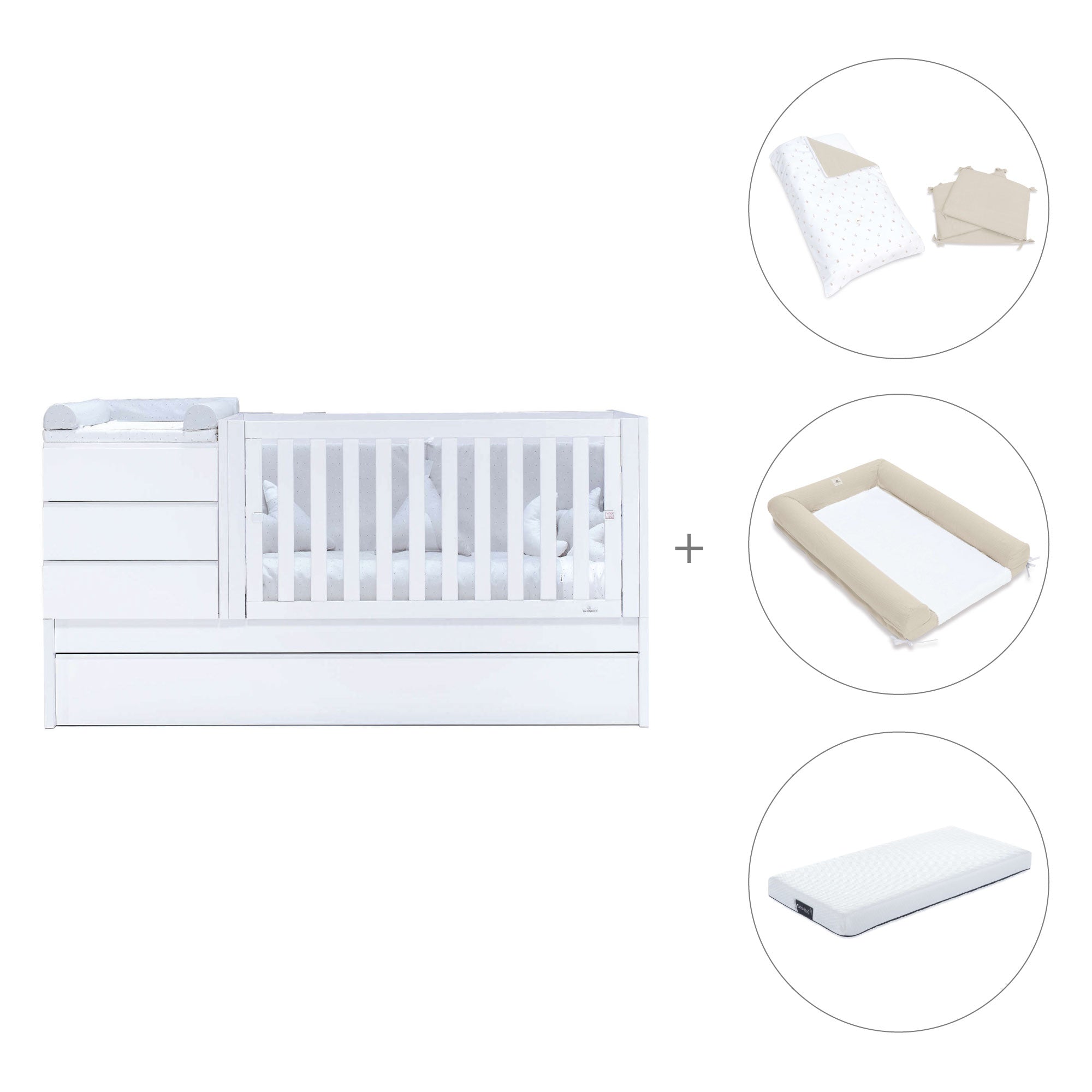 Lettino trasformabile (70x140 cm) bianco · Sero Kubo K551