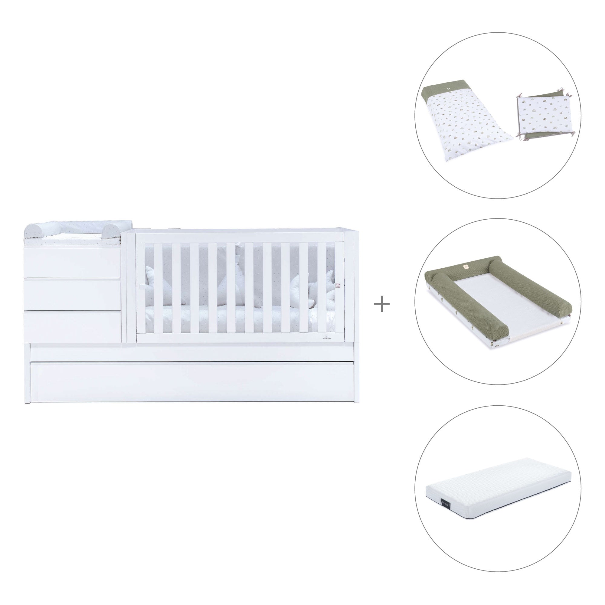 Lettino trasformabile (70x140 cm) bianco · Sero Kubo K551