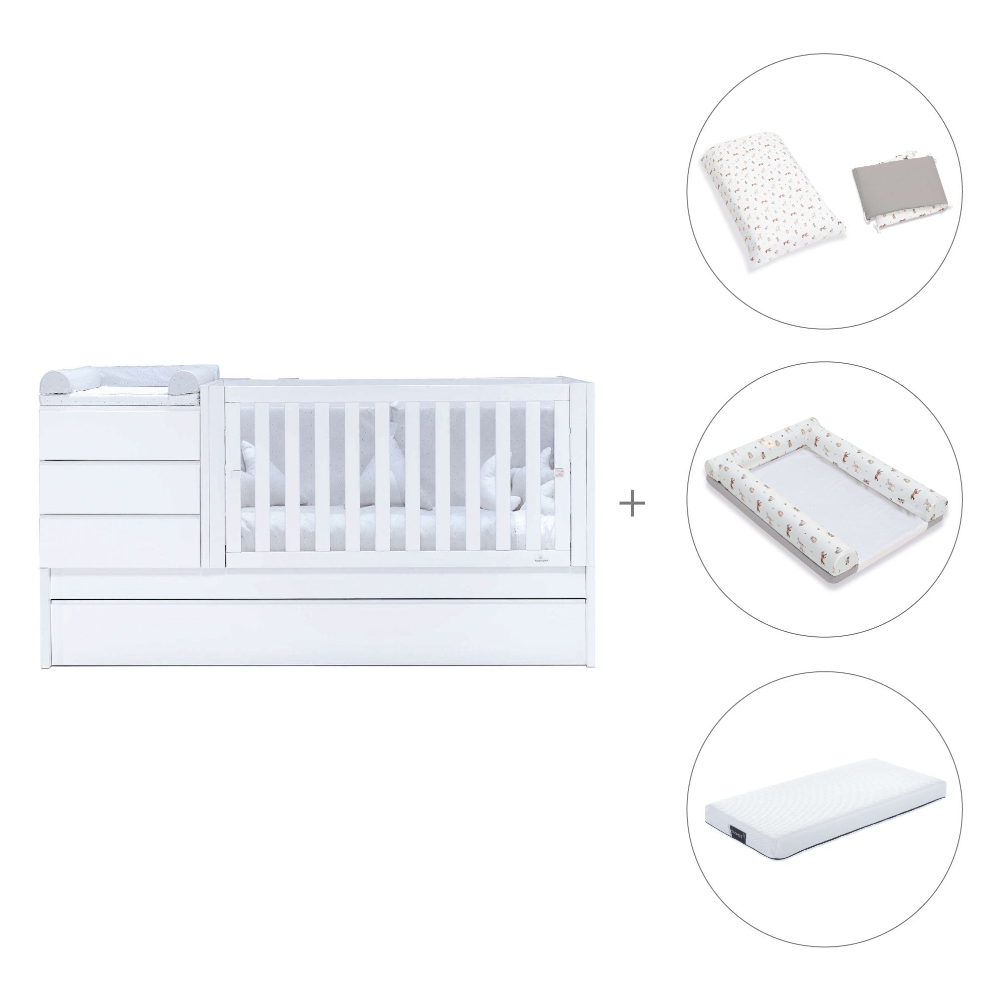 Lettino trasformabile (70x140 cm) bianco · Sero Kubo K551