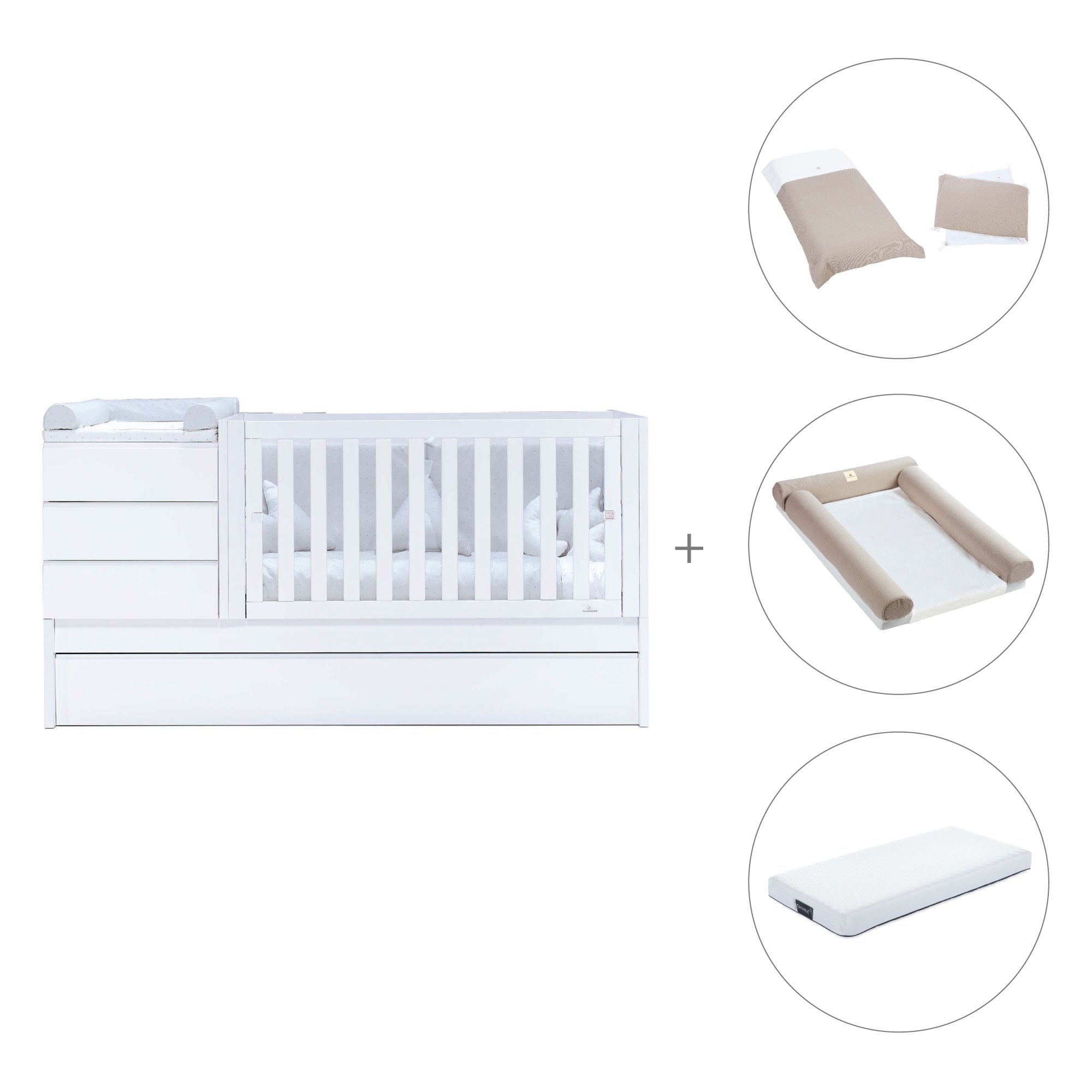 Lettino trasformabile (70x140 cm) bianco · Sero Kubo K551