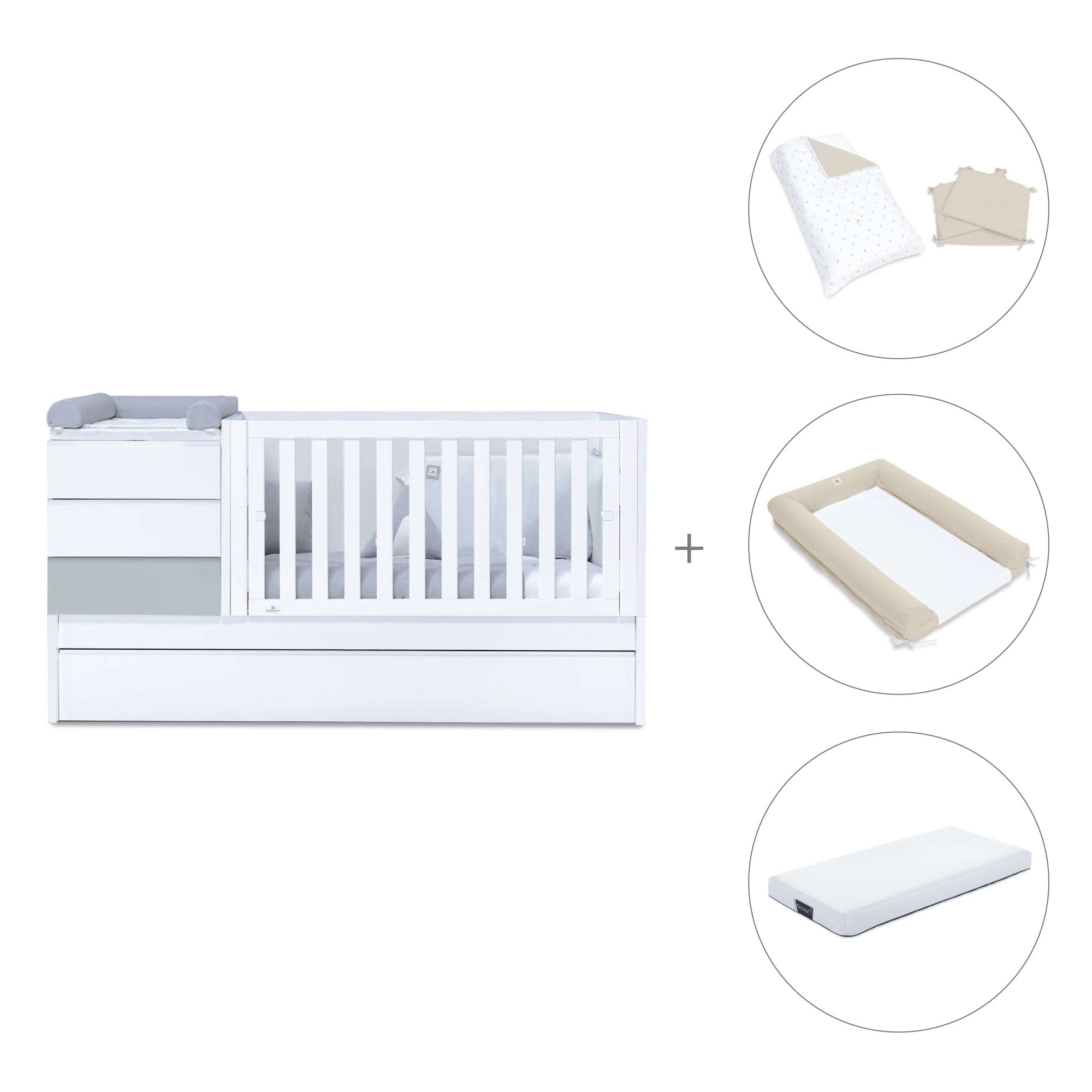 Lettino trasformabile (70x140 cm) grigio · Sero Kubo K551-M7778