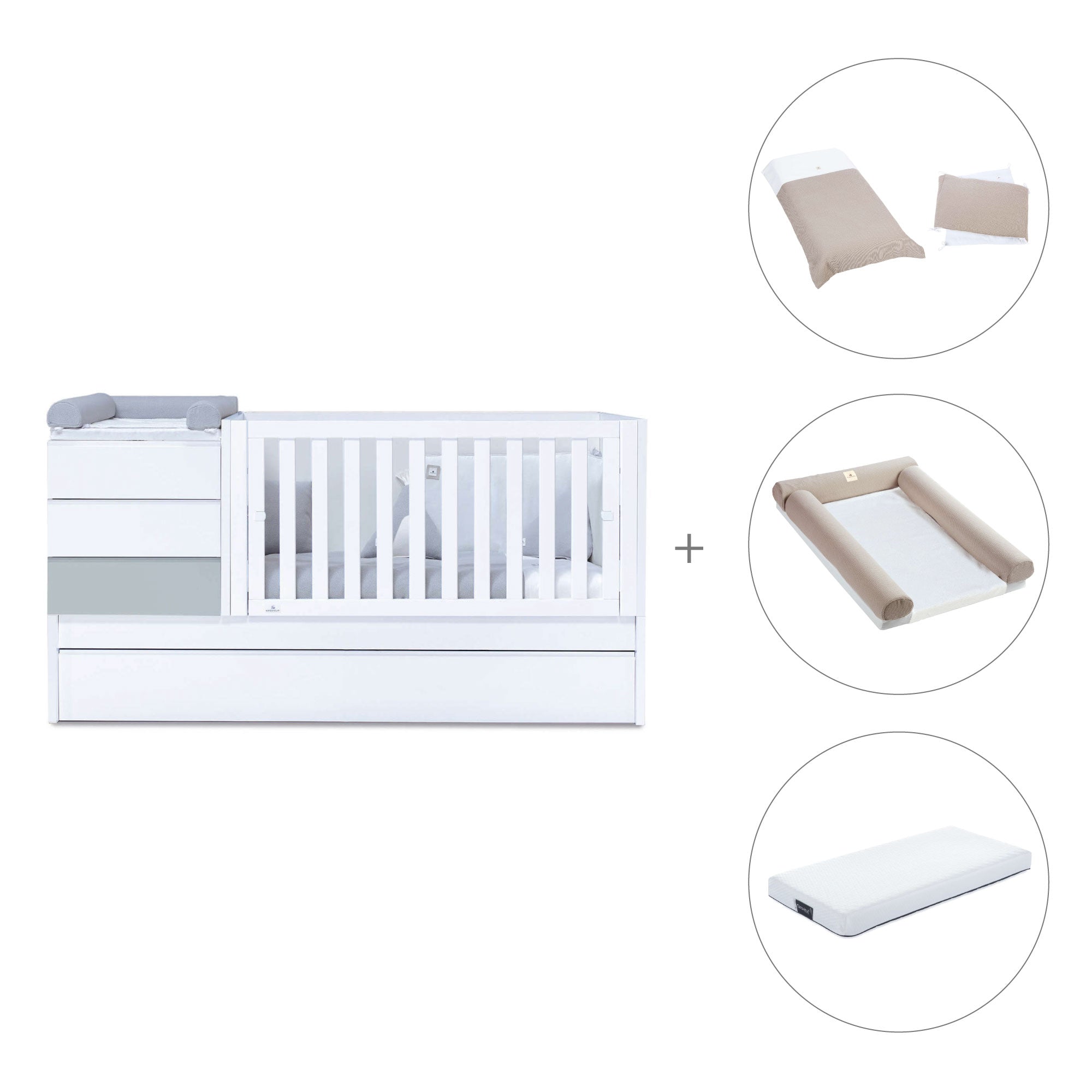 Lettino trasformabile (70x140 cm) grigio · Sero Kubo K551-M7778