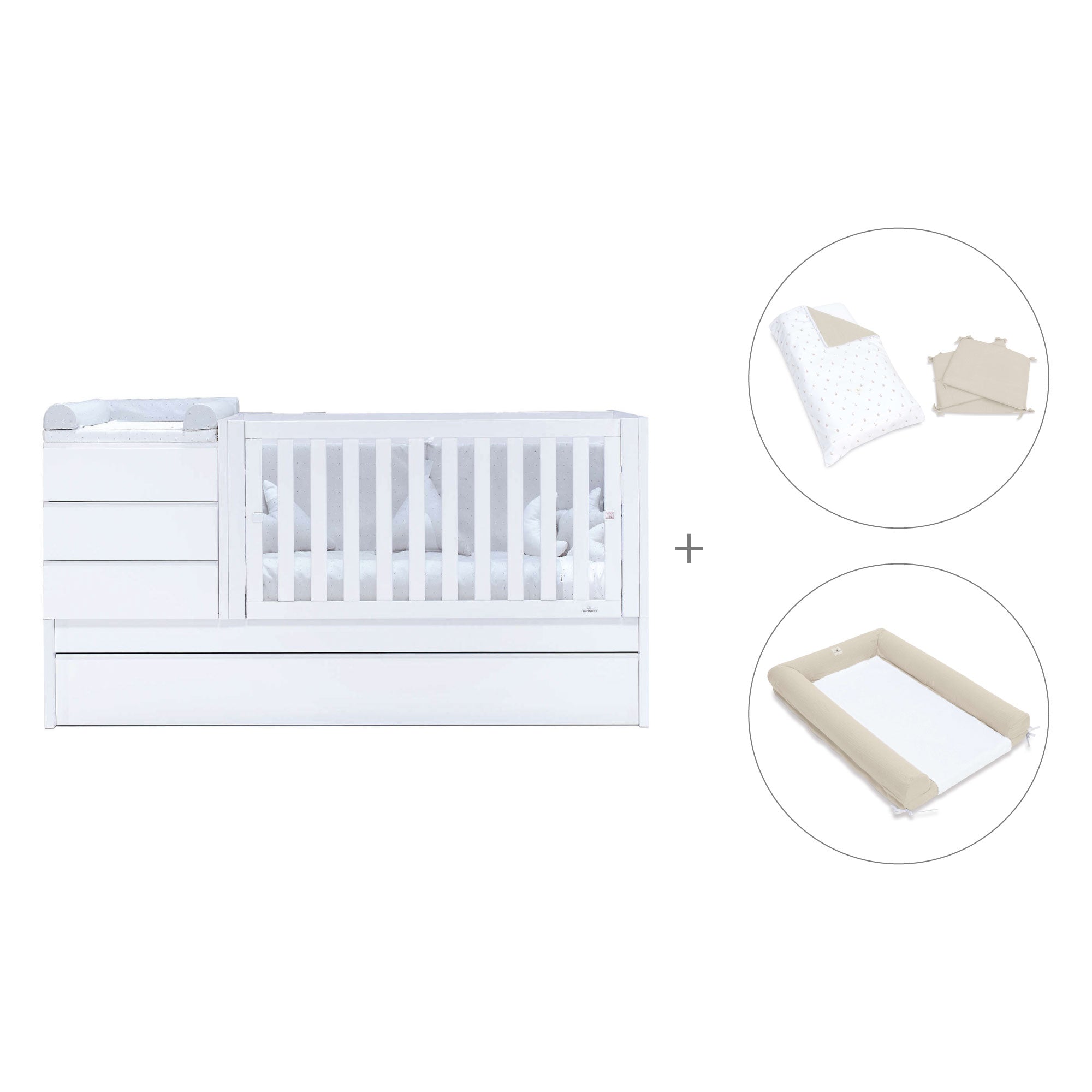 Lettino trasformabile (70x140 cm) bianco · Sero Kubo K551