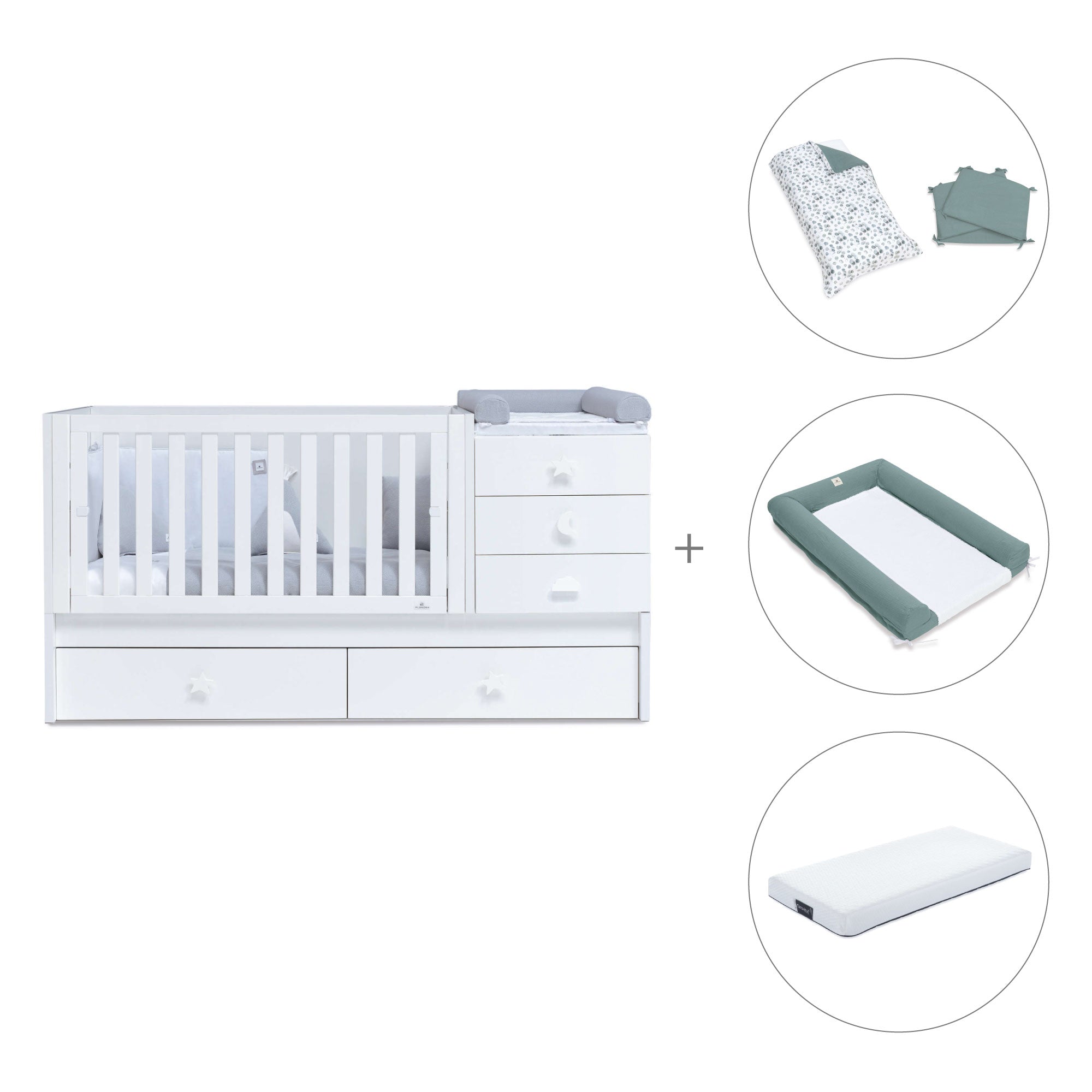 Lettino trasformabile 70x140 cm bianco · Sero Bubble K554