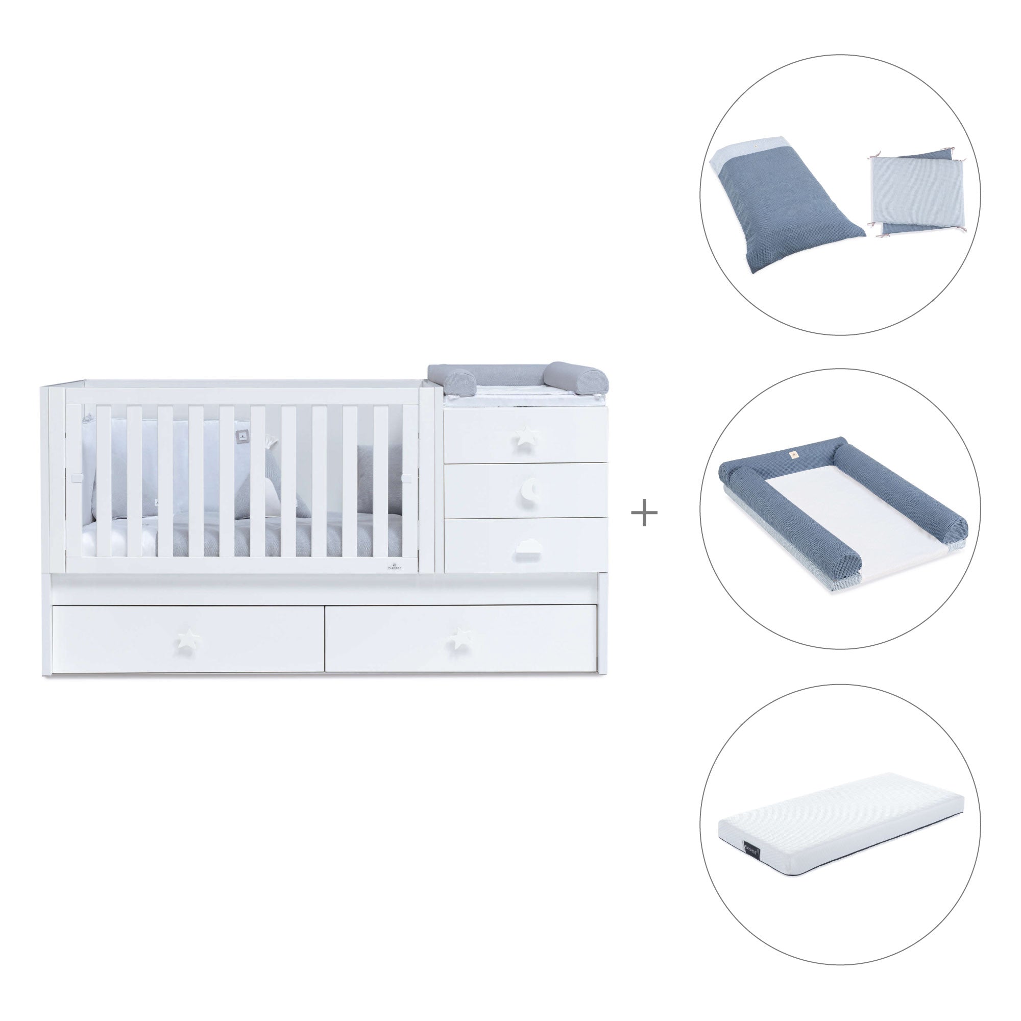 Lettino trasformabile 70x140 cm bianco · Sero Bubble K554