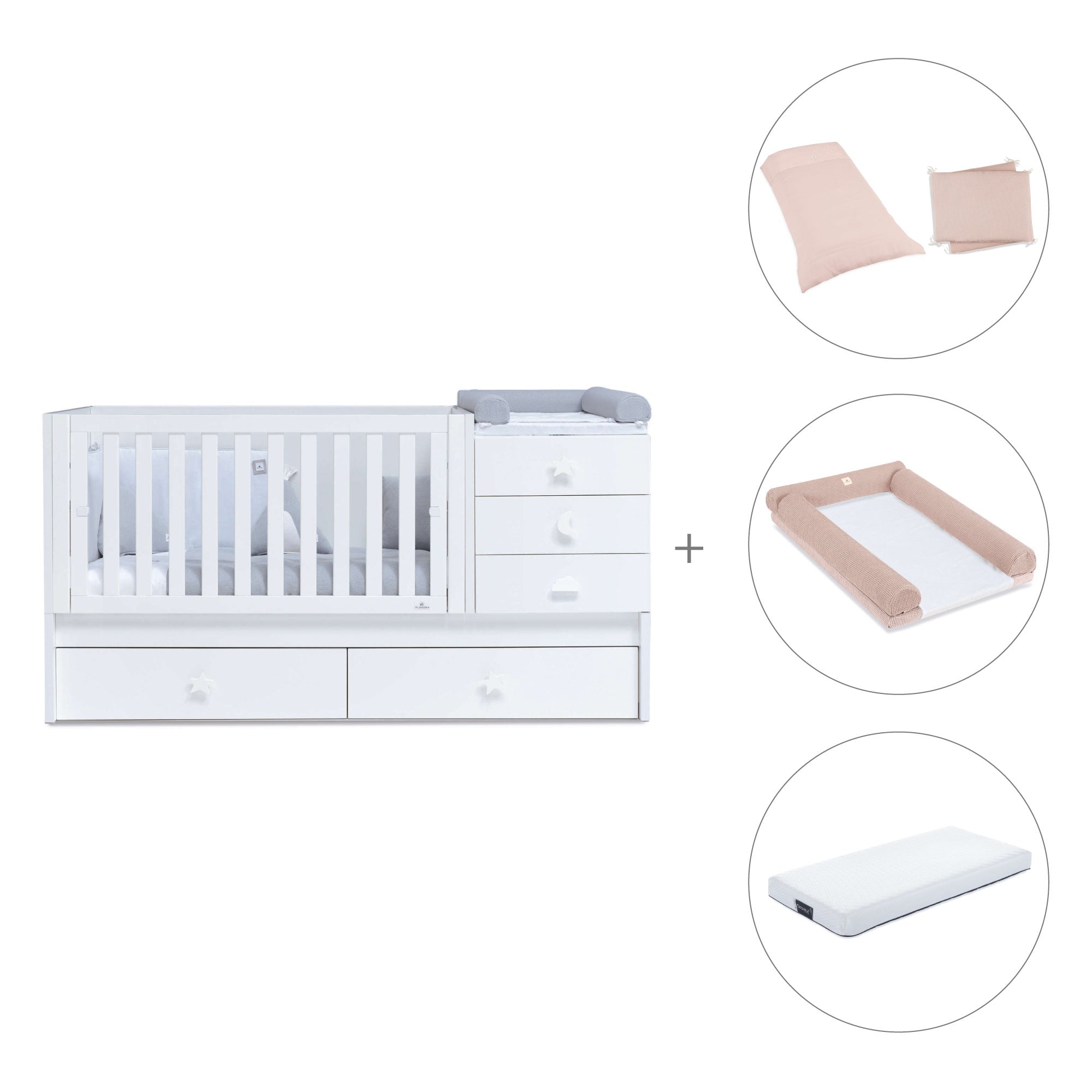 Lettino trasformabile 70x140 cm bianco · Sero Bubble K554