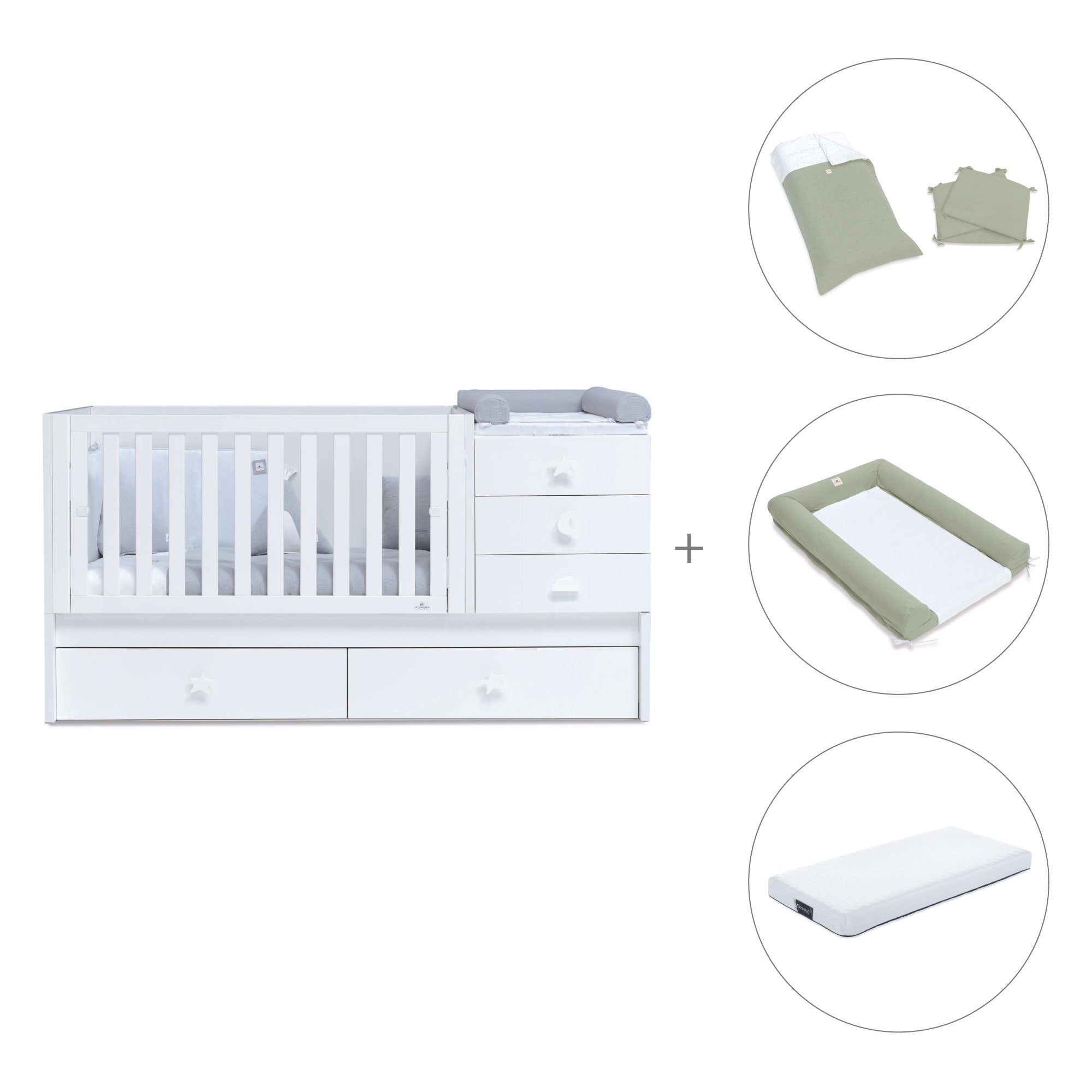 Lettino trasformabile 70x140 cm bianco · Sero Bubble K554