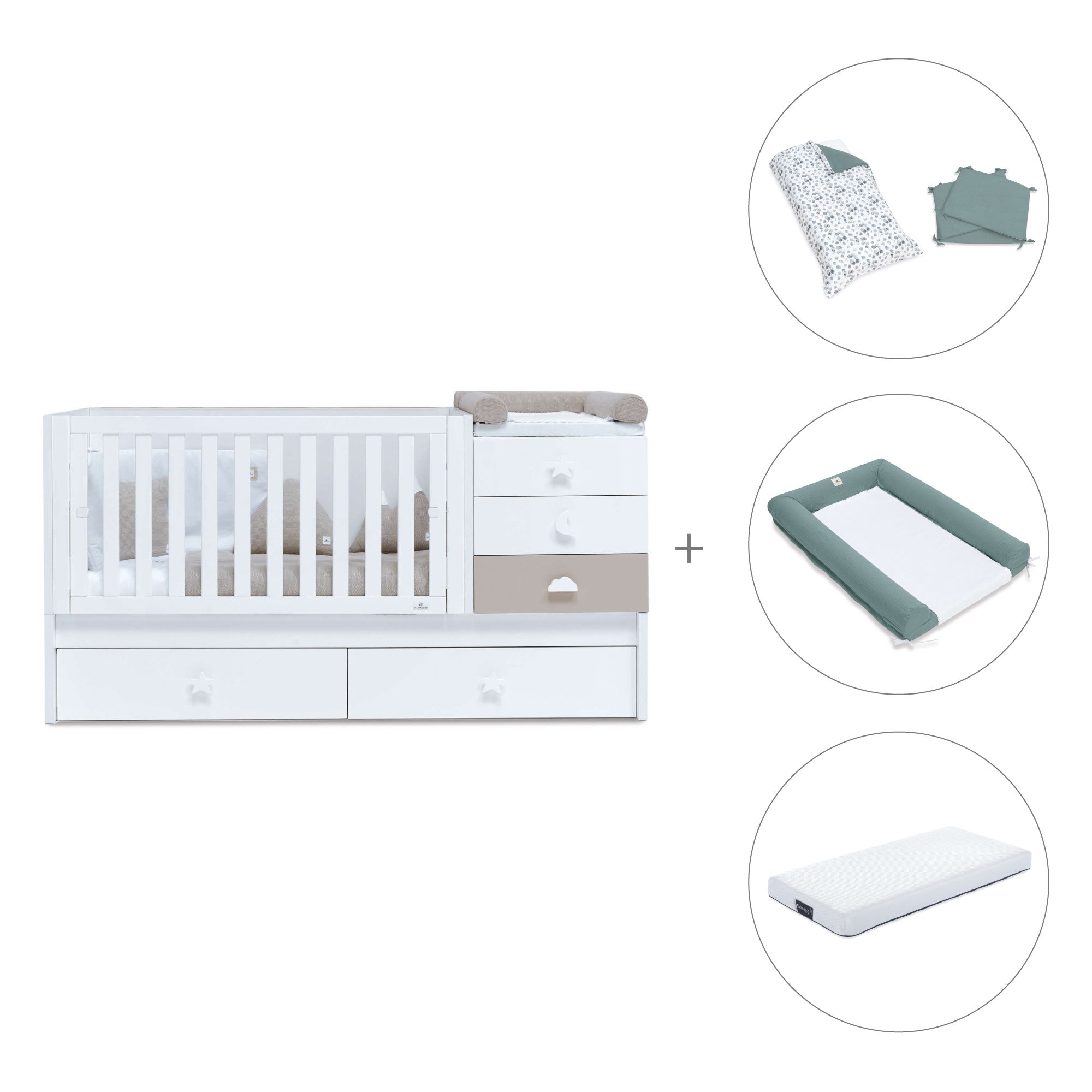 Lettino trasformabile 70x140 cm bianco/beige · Sero Bubble K554-M7753