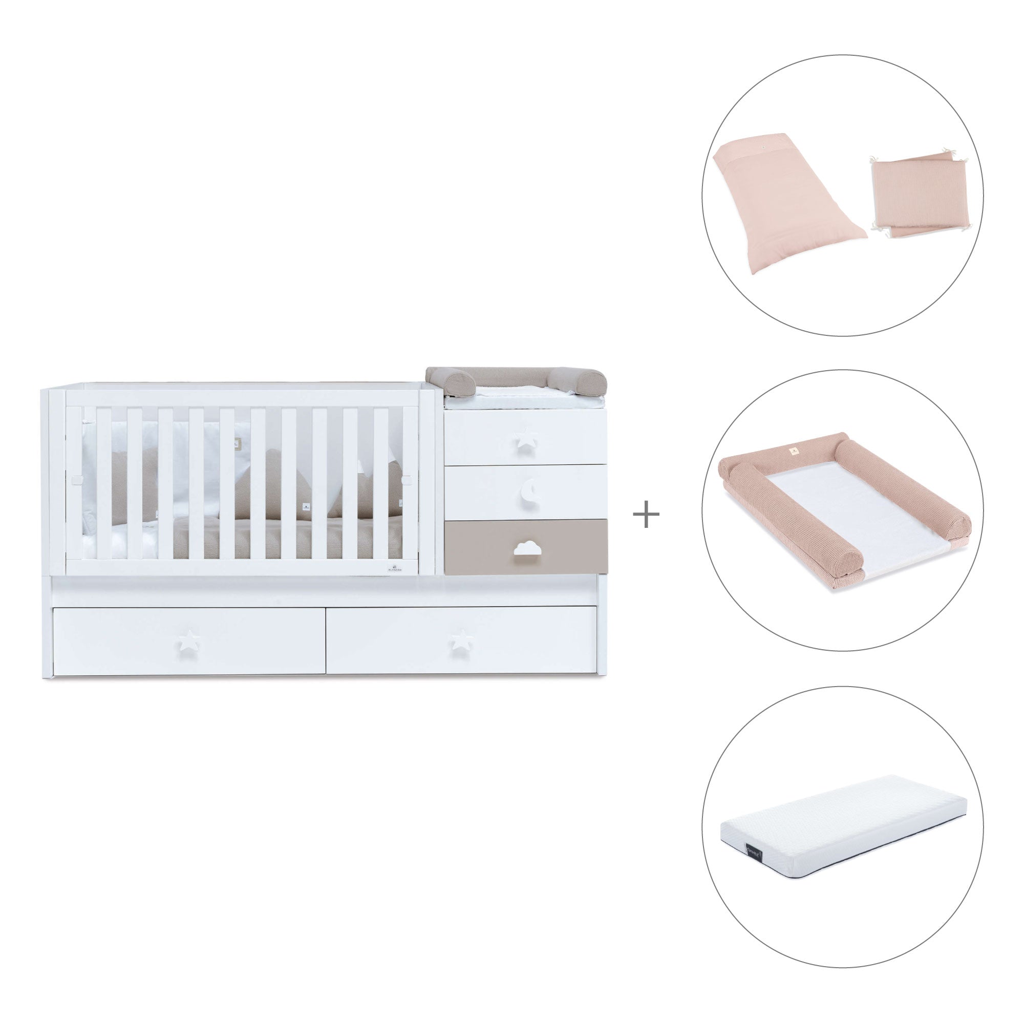 Lettino trasformabile 70x140 cm bianco/beige · Sero Bubble K554-M7753