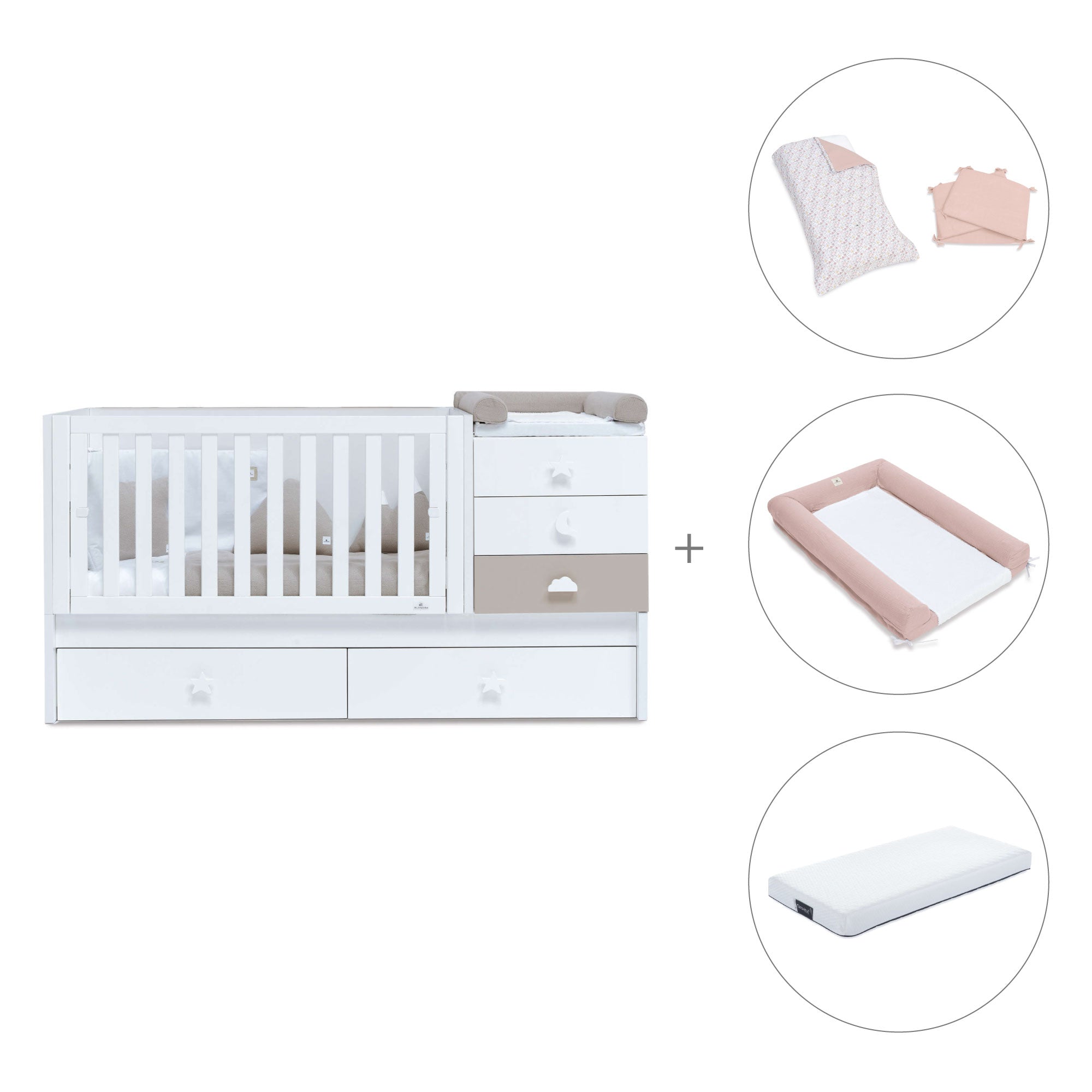 Lettino trasformabile 70x140 cm bianco/beige · Sero Bubble K554-M7753