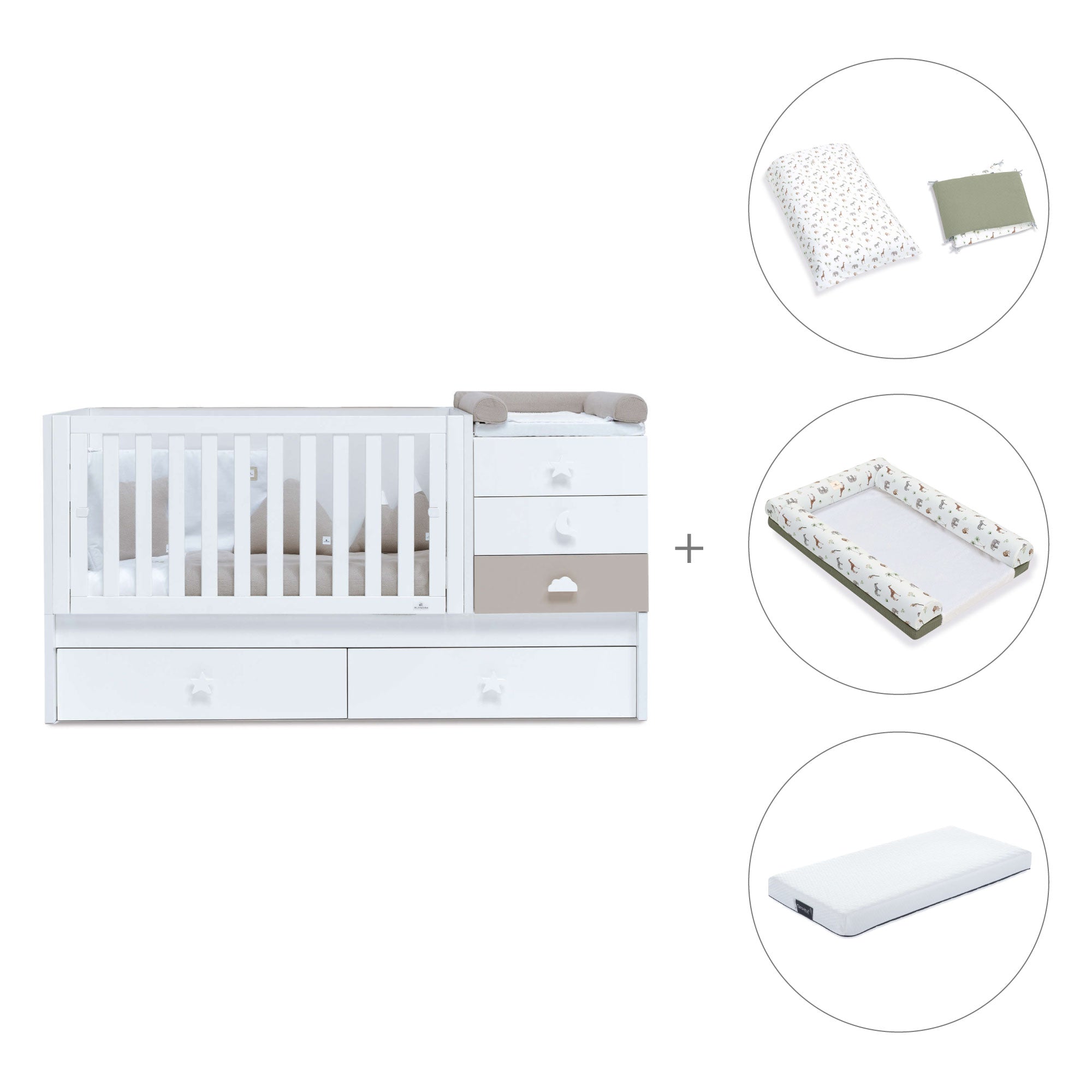 Lettino trasformabile 70x140 cm bianco/beige · Sero Bubble K554-M7753