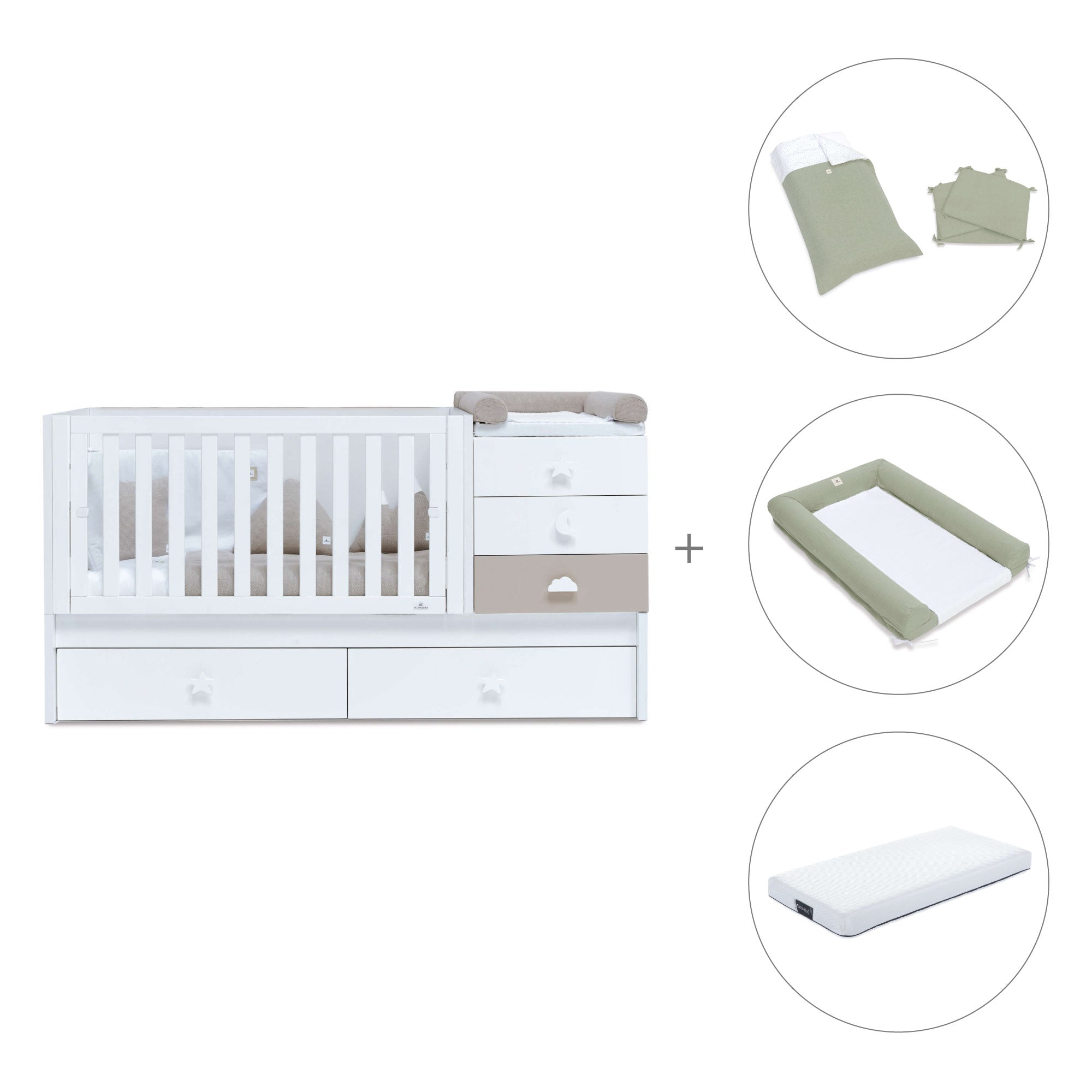 Lettino trasformabile 70x140 cm bianco/beige · Sero Bubble K554-M7753