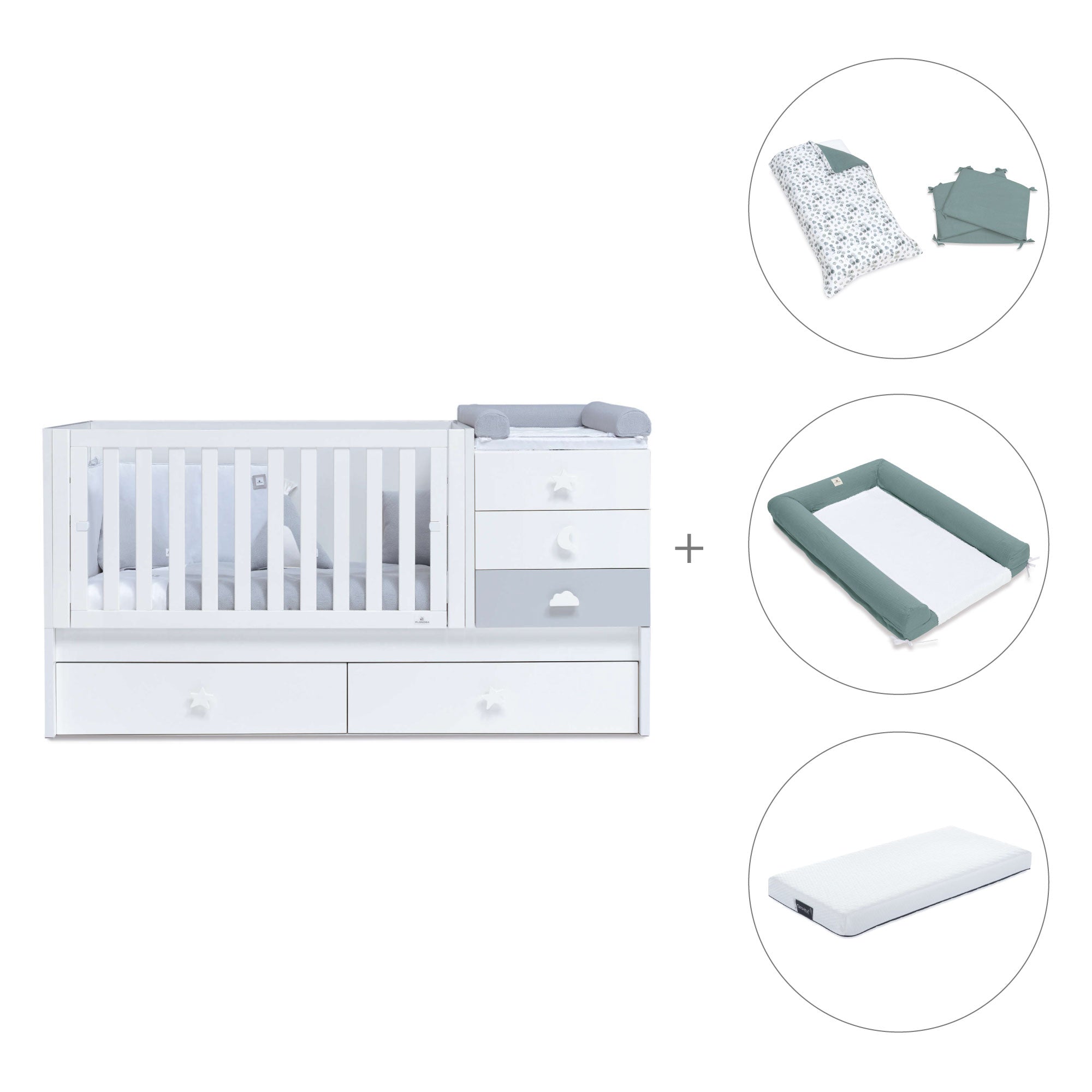 Lettino trasformabile 70x140 cm bianco/grigio · Sero Bubble K554-M7778