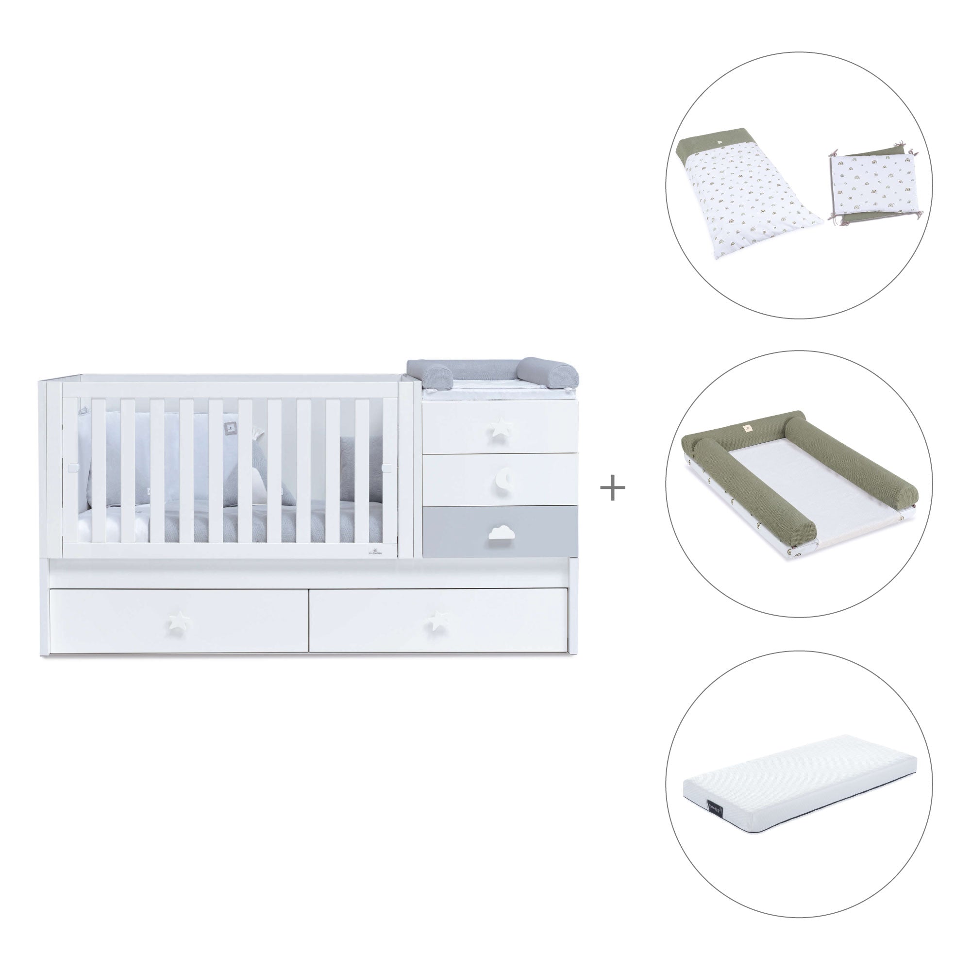 Lettino trasformabile 70x140 cm bianco/grigio · Sero Bubble K554-M7778