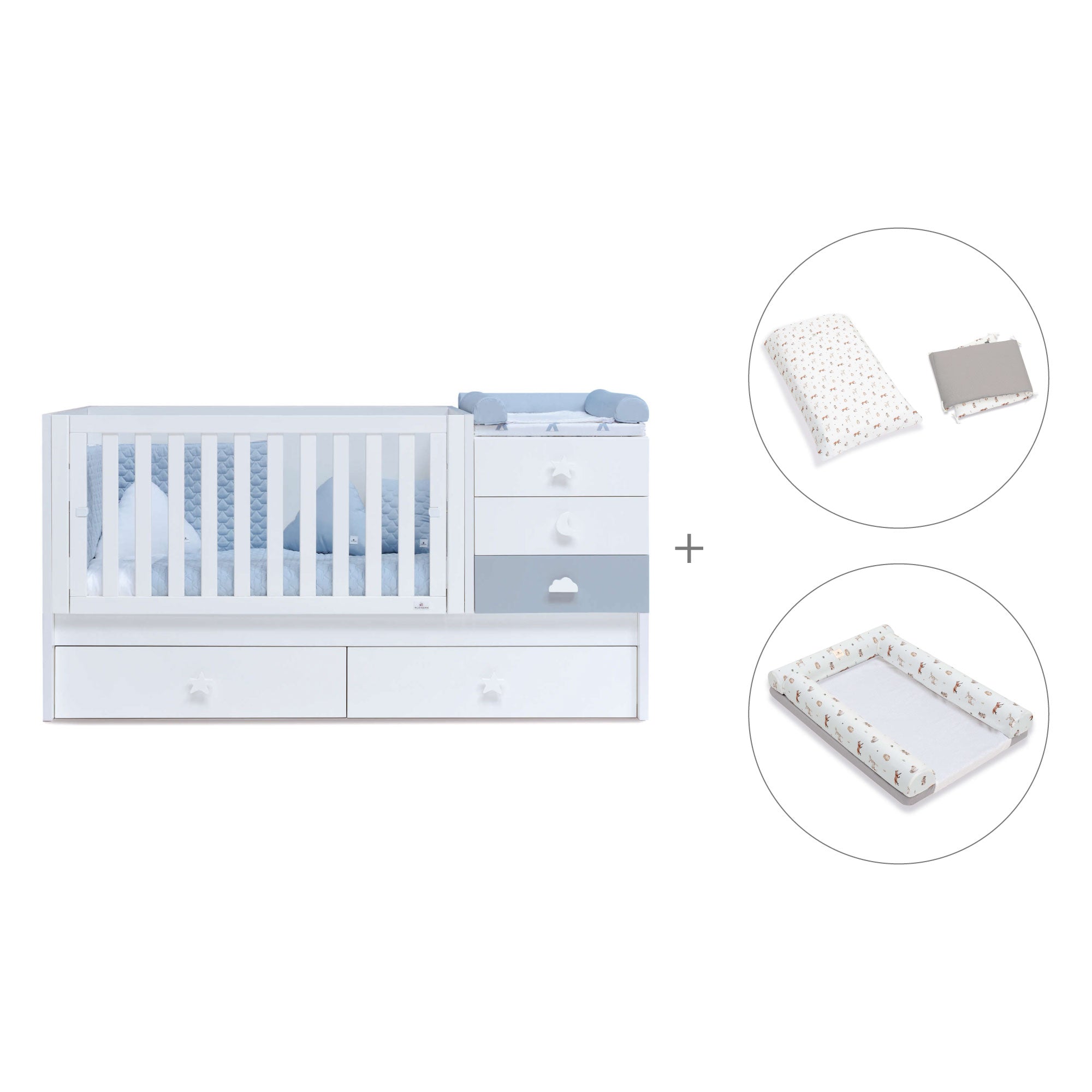 Lettino trasformabile 70x140 cm bianco/blu · Sero Bubble K554-M7741