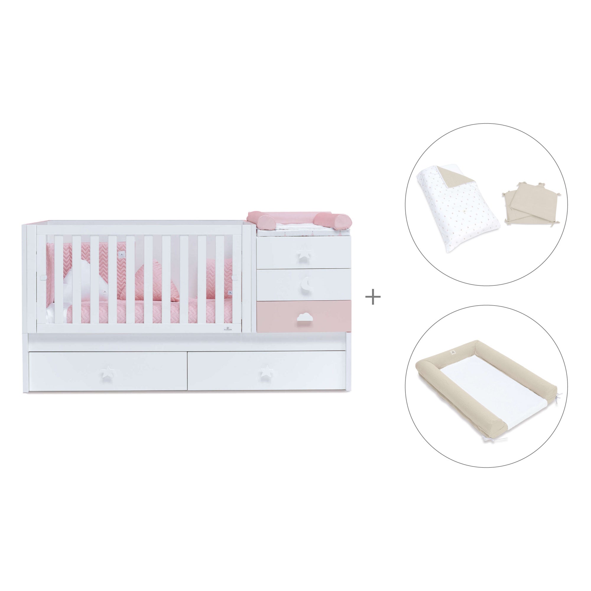 Lettino trasformabile 70x140 cm bianco/rosa · Sero Bubble K554-M7742