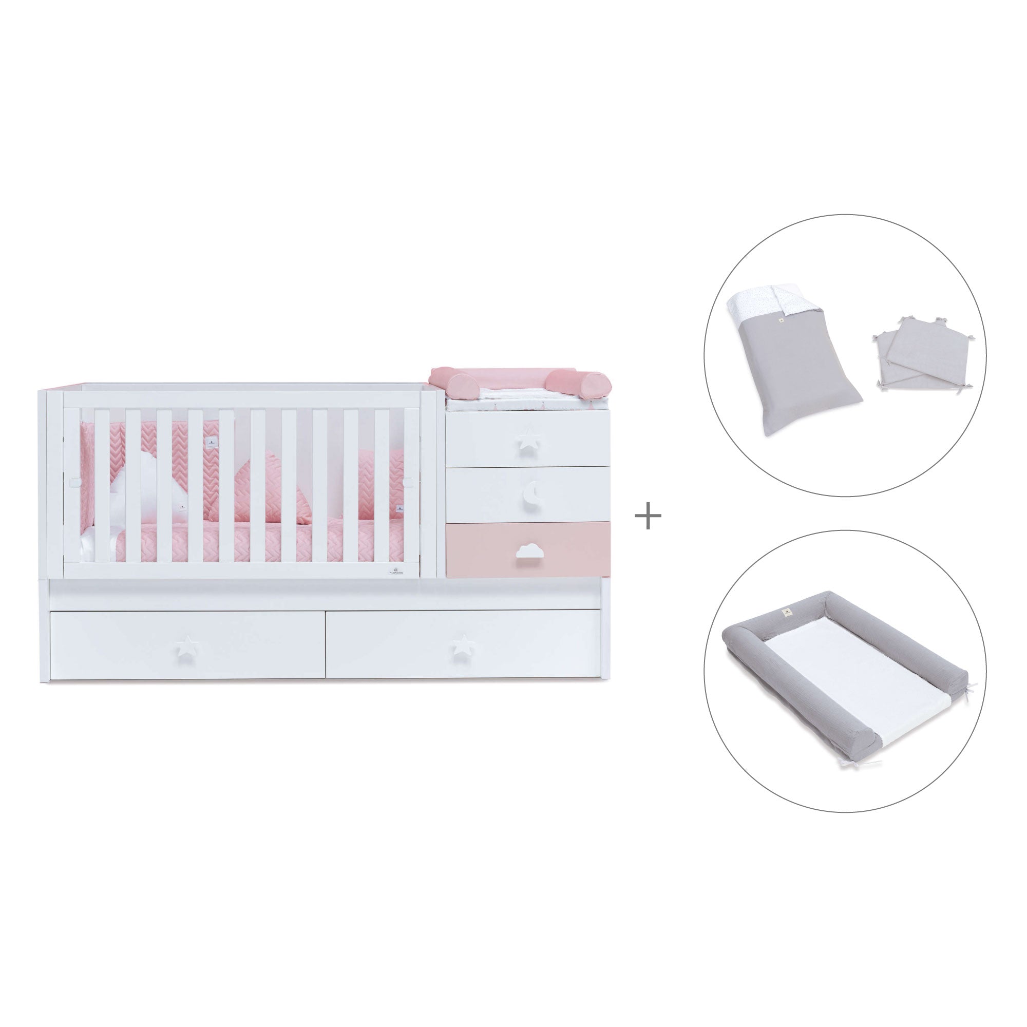 Lettino trasformabile 70x140 cm bianco/rosa · Sero Bubble K554-M7742