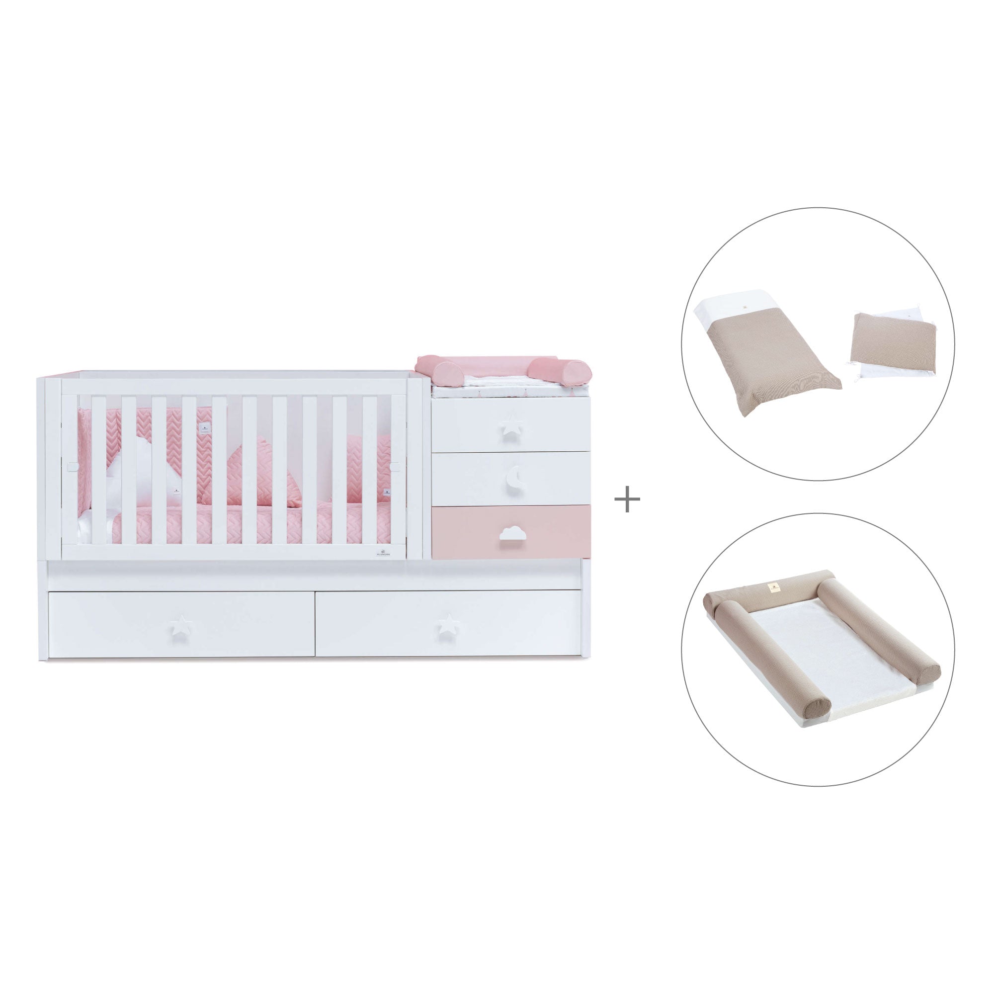 Lettino trasformabile 70x140 cm bianco/rosa · Sero Bubble K554-M7742