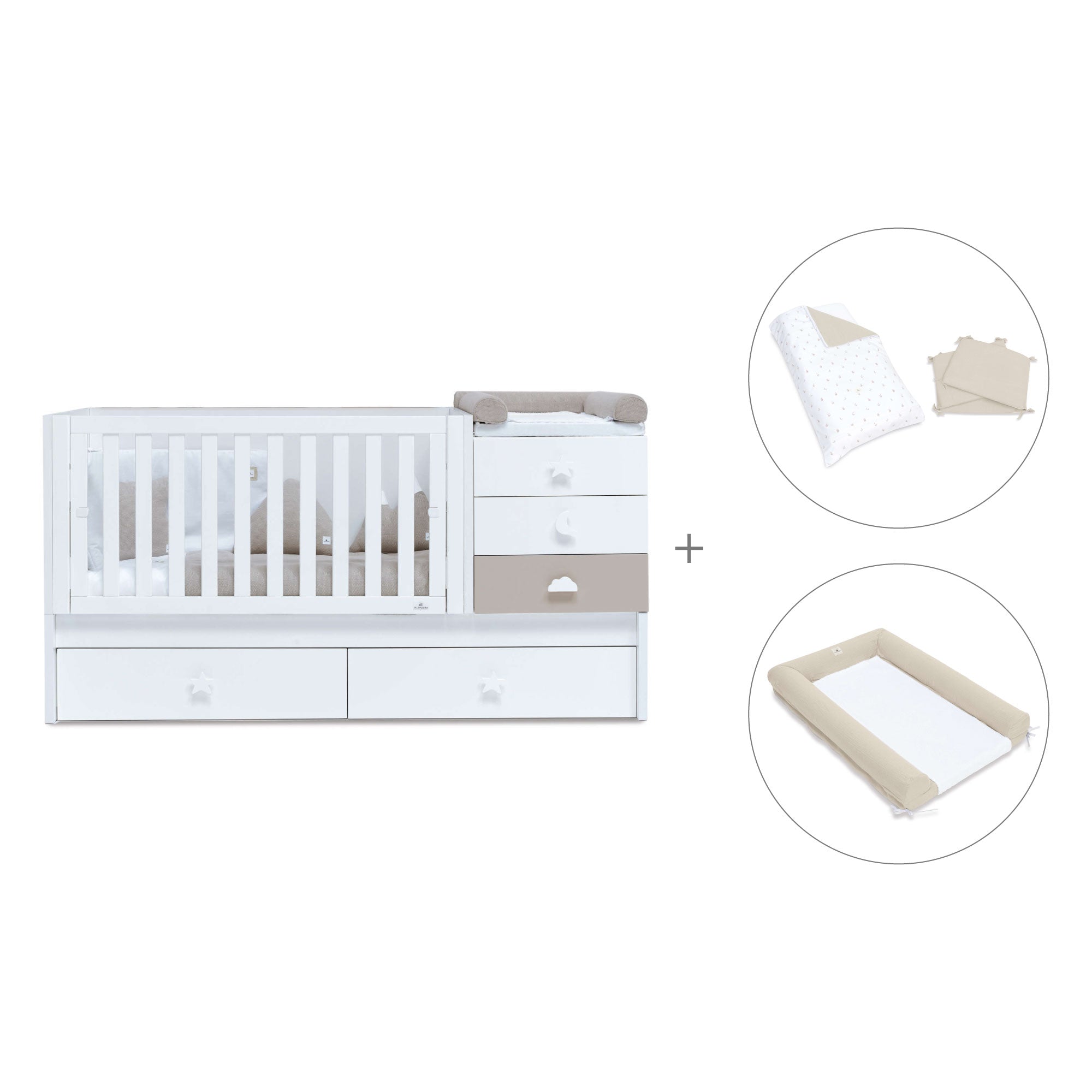 Lettino trasformabile 70x140 cm bianco/beige · Sero Bubble K554-M7753