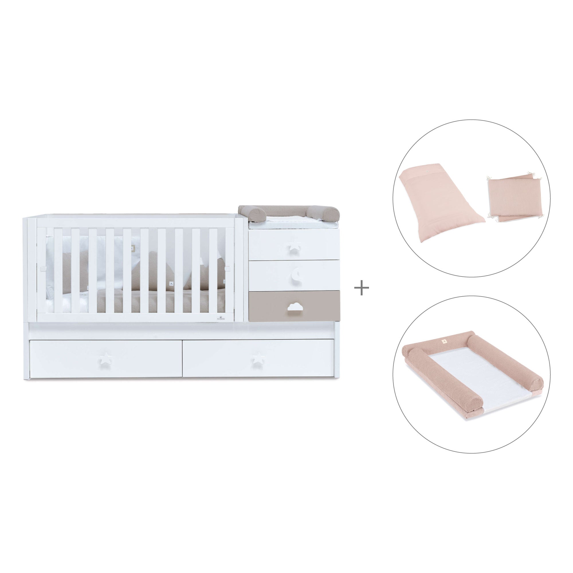 Lettino trasformabile 70x140 cm bianco/beige · Sero Bubble K554-M7753