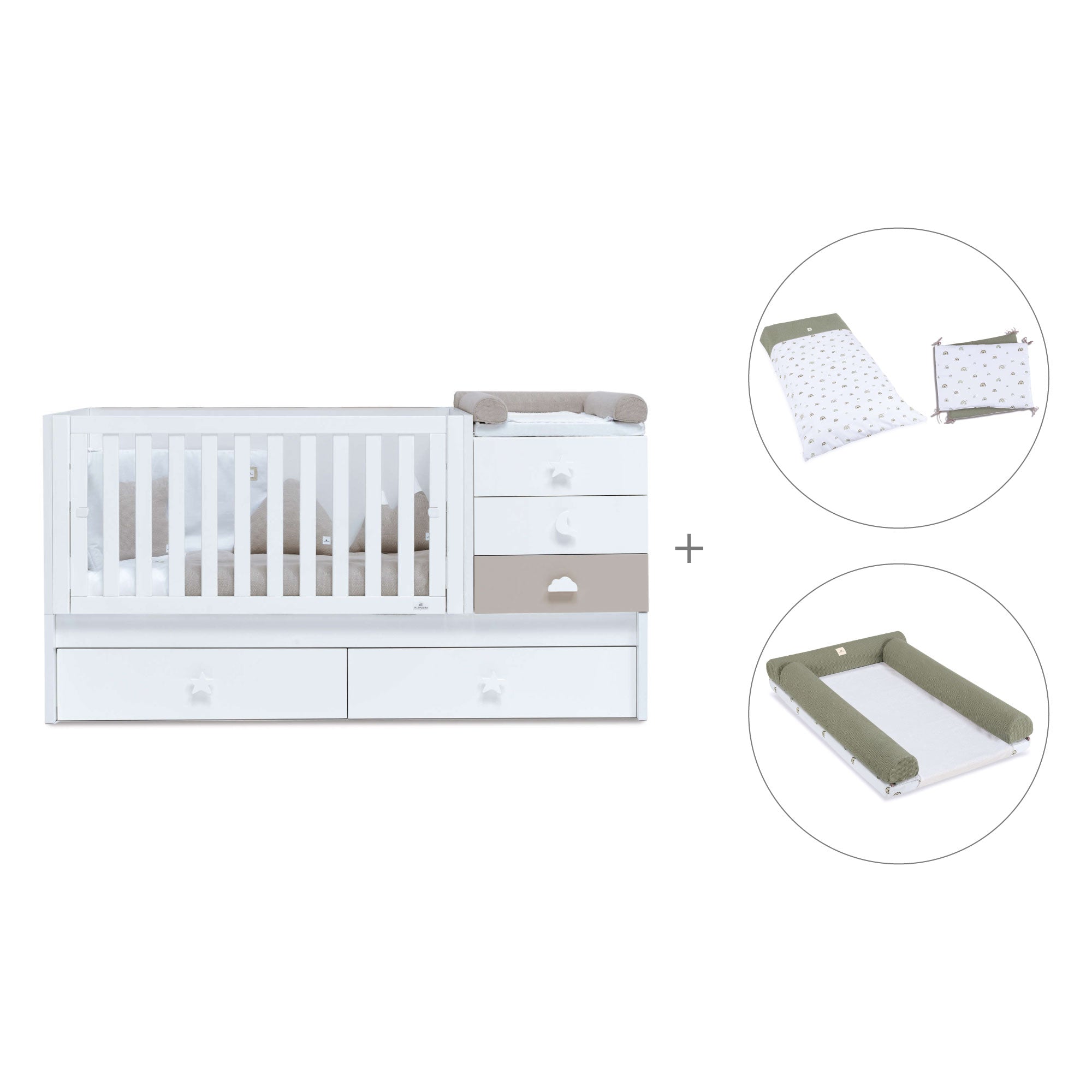 Lettino trasformabile 70x140 cm bianco/beige · Sero Bubble K554-M7753