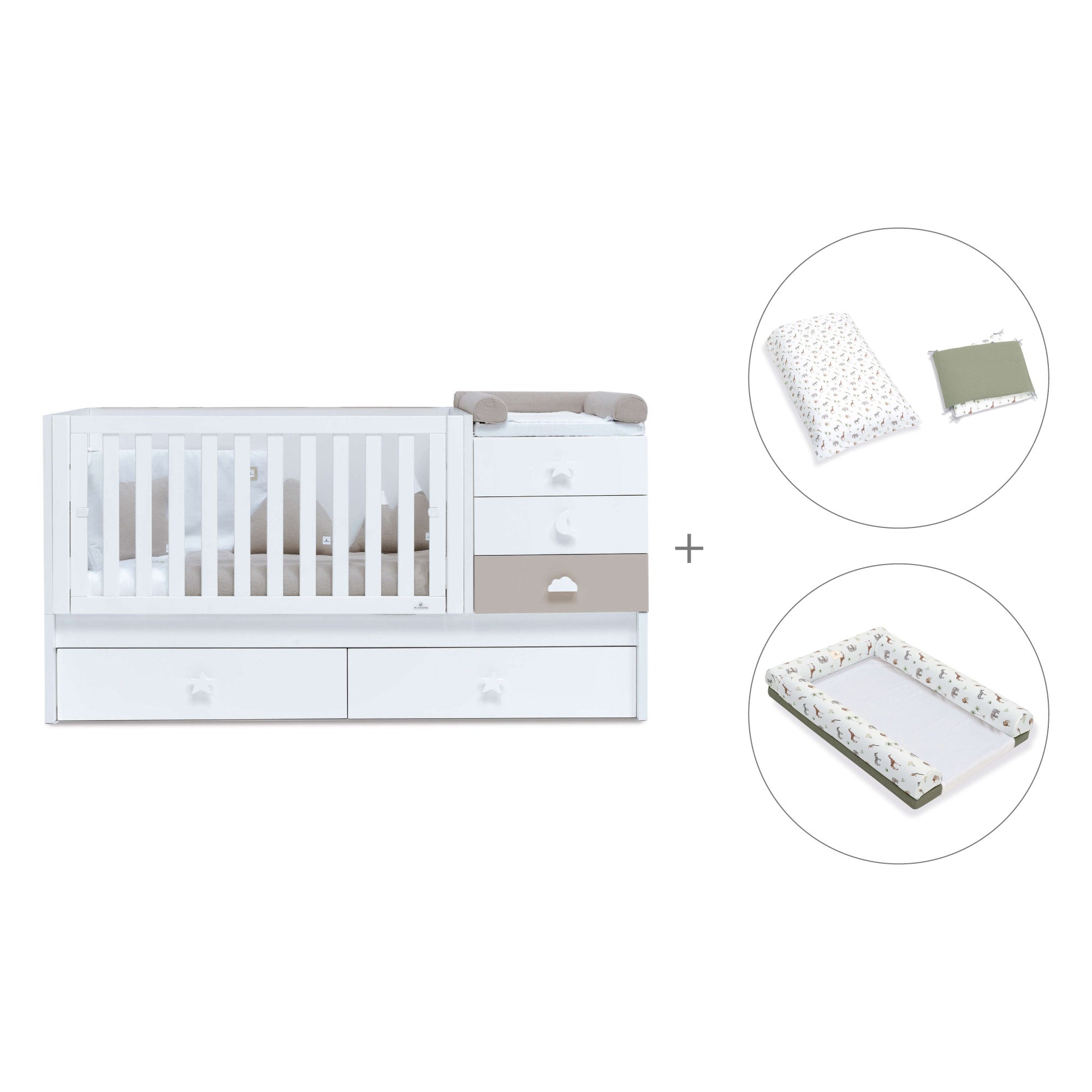 Lettino trasformabile 70x140 cm bianco/beige · Sero Bubble K554-M7753