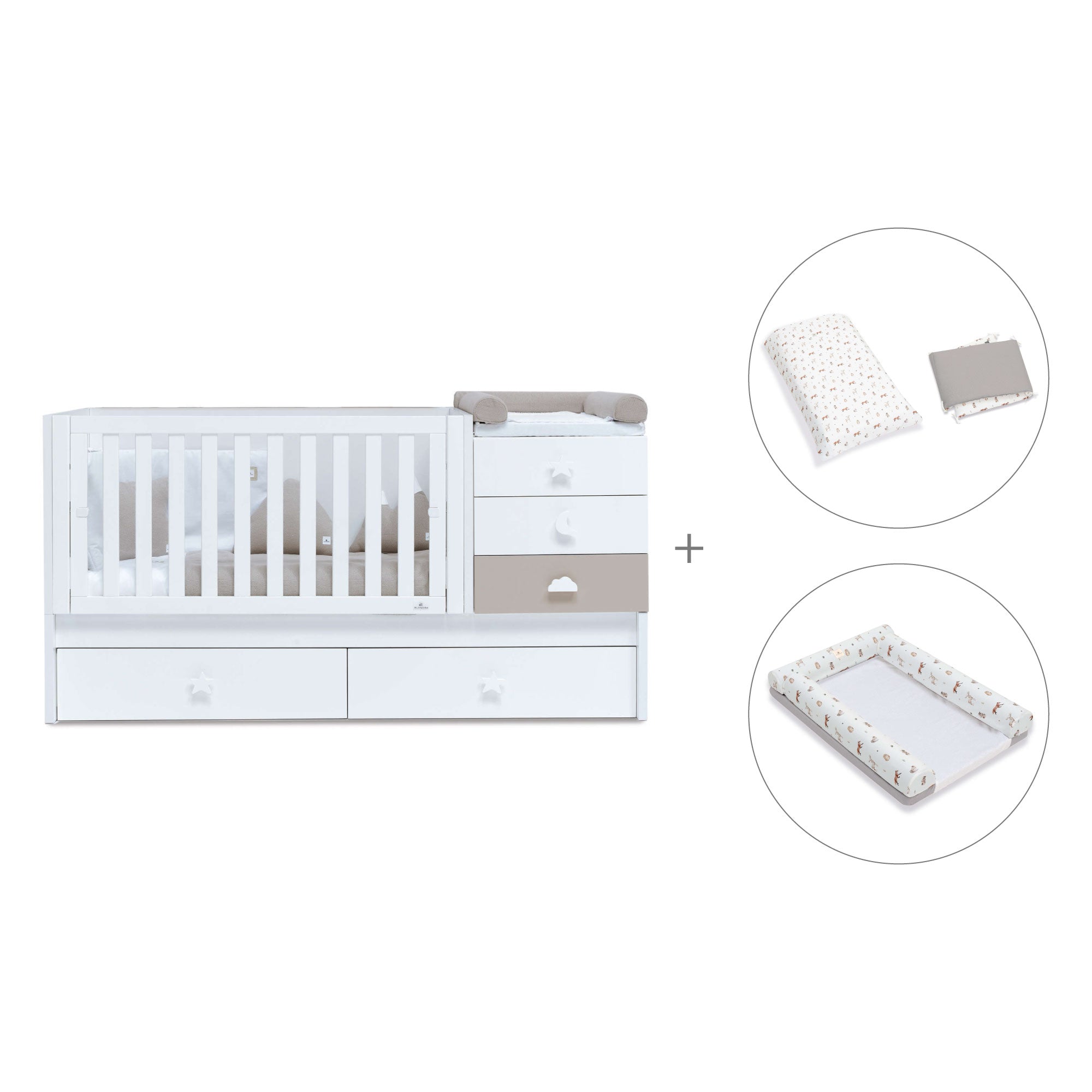 Lettino trasformabile 70x140 cm bianco/beige · Sero Bubble K554-M7753