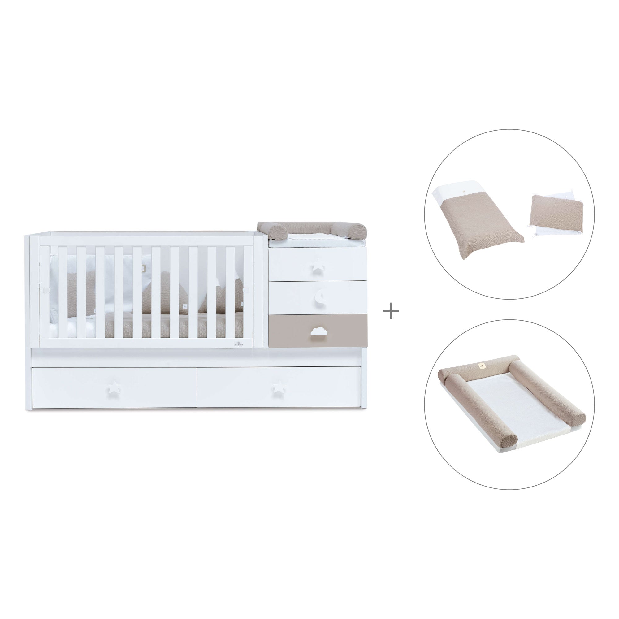 Lettino trasformabile 70x140 cm bianco/beige · Sero Bubble K554-M7753