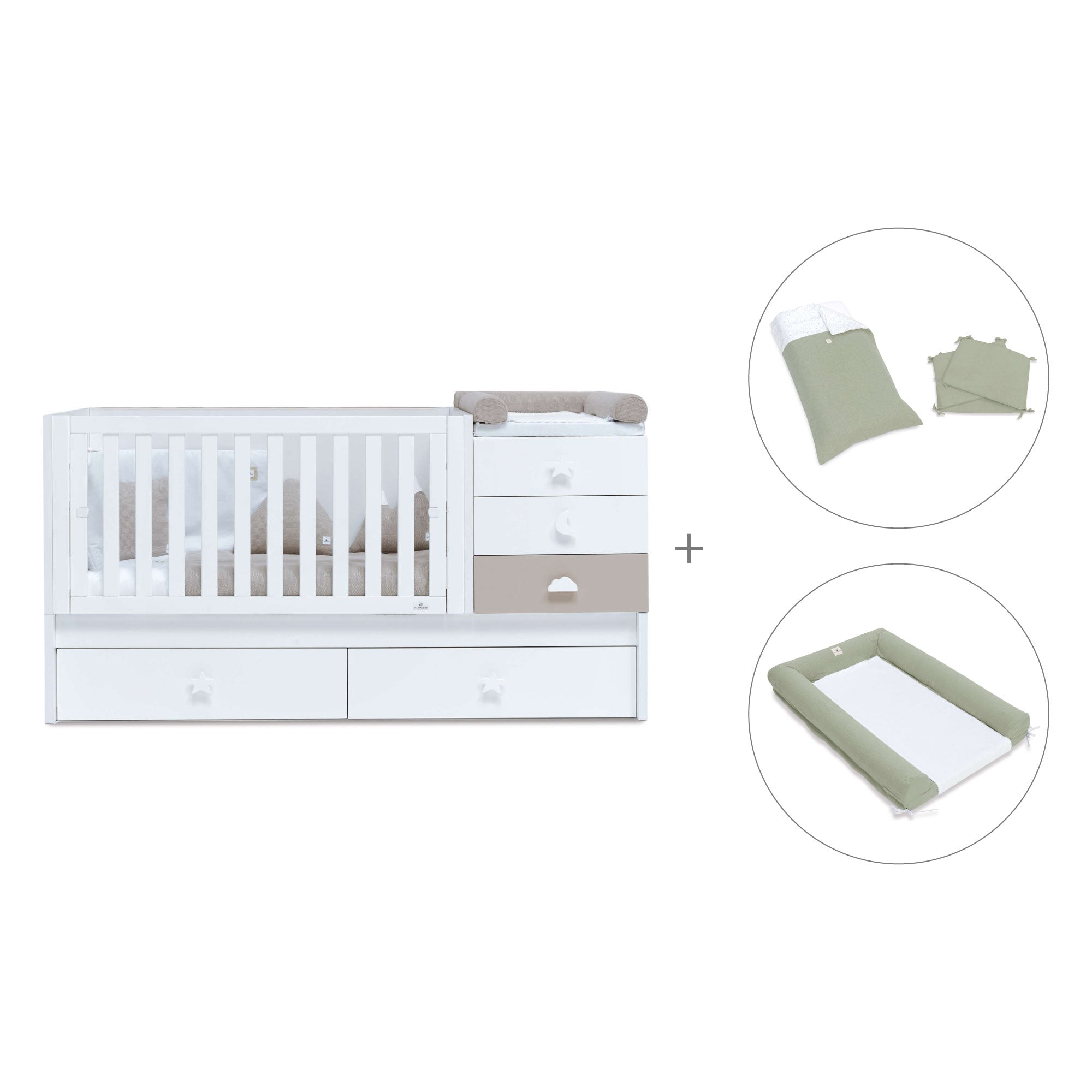 Lettino trasformabile 70x140 cm bianco/beige · Sero Bubble K554-M7753