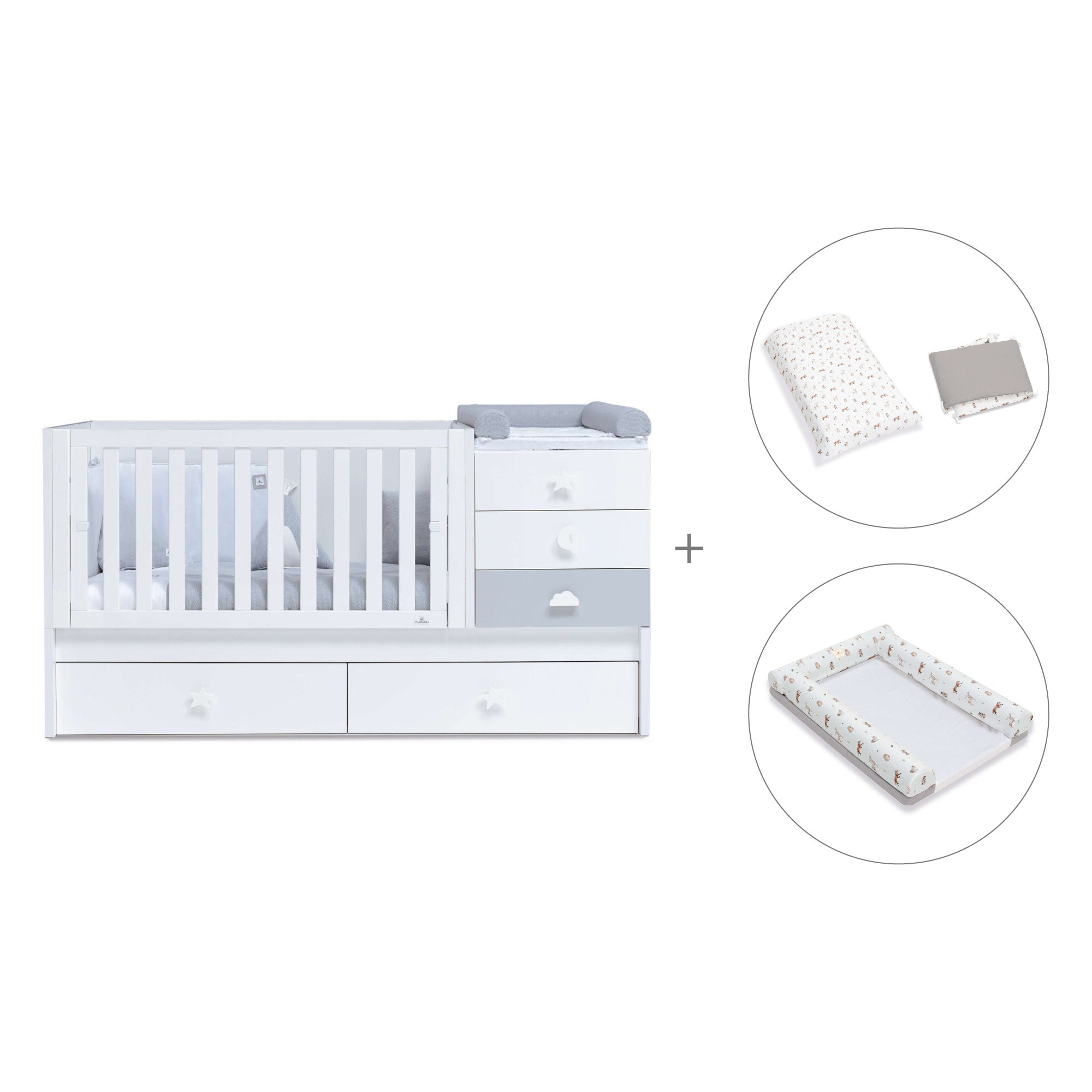 Lettino trasformabile 70x140 cm bianco/grigio · Sero Bubble K554-M7778