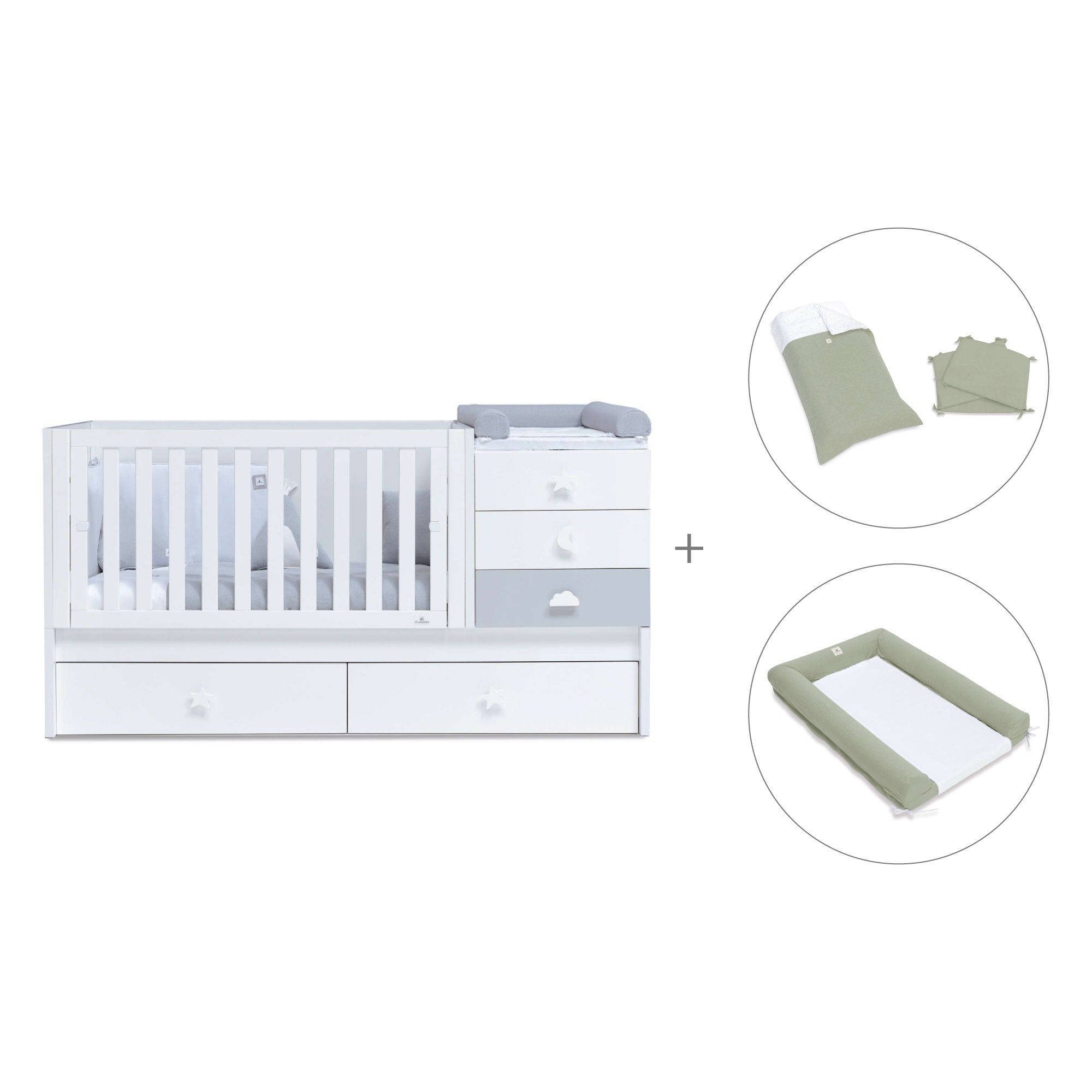 Lettino trasformabile 70x140 cm bianco/grigio · Sero Bubble K554-M7778