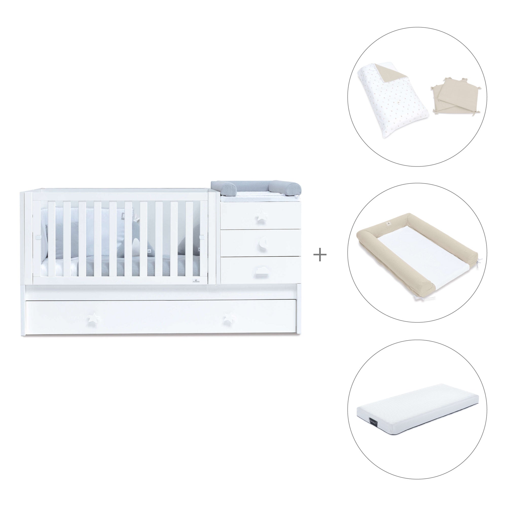 Lettino trasformabile 70x140 cm bianco · Sero Bubble K554