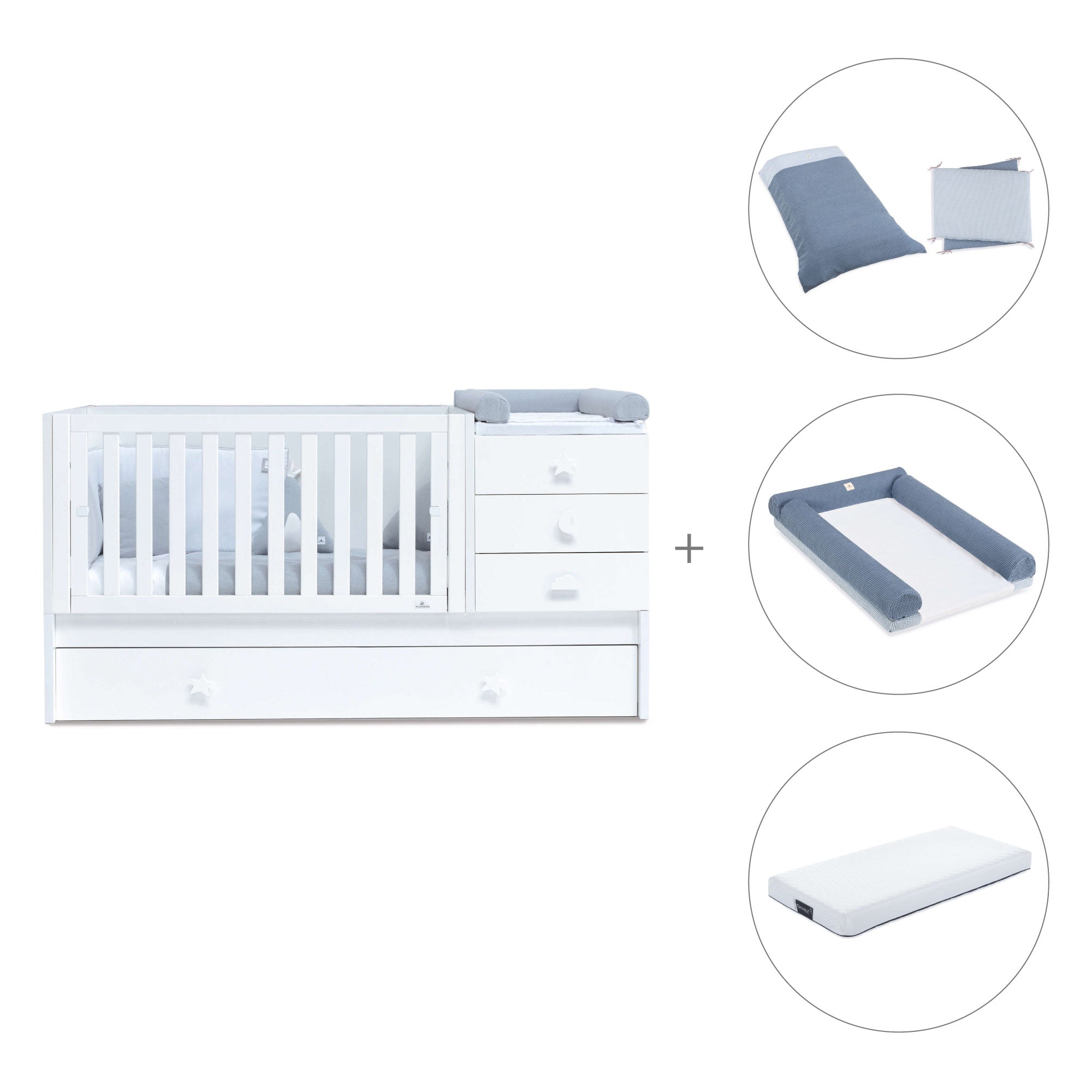 Lettino trasformabile 70x140 cm bianco · Sero Bubble K554