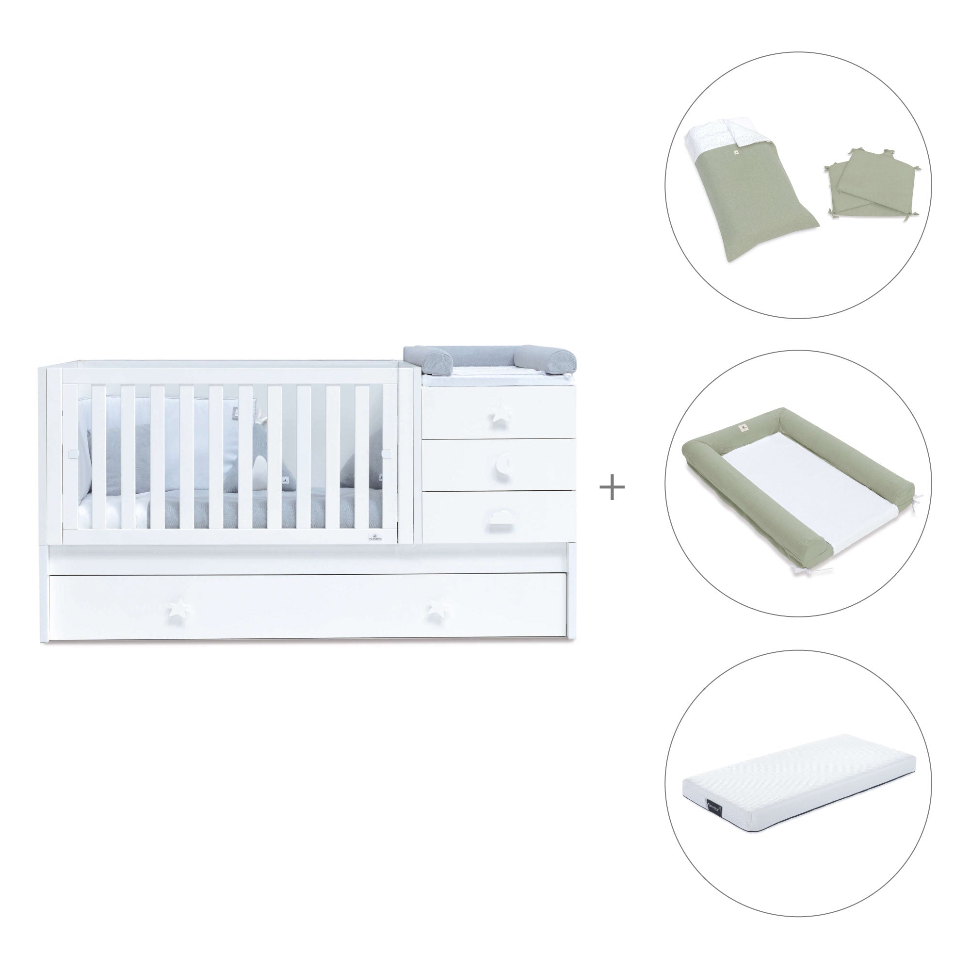 Lettino trasformabile 70x140 cm bianco · Sero Bubble K554