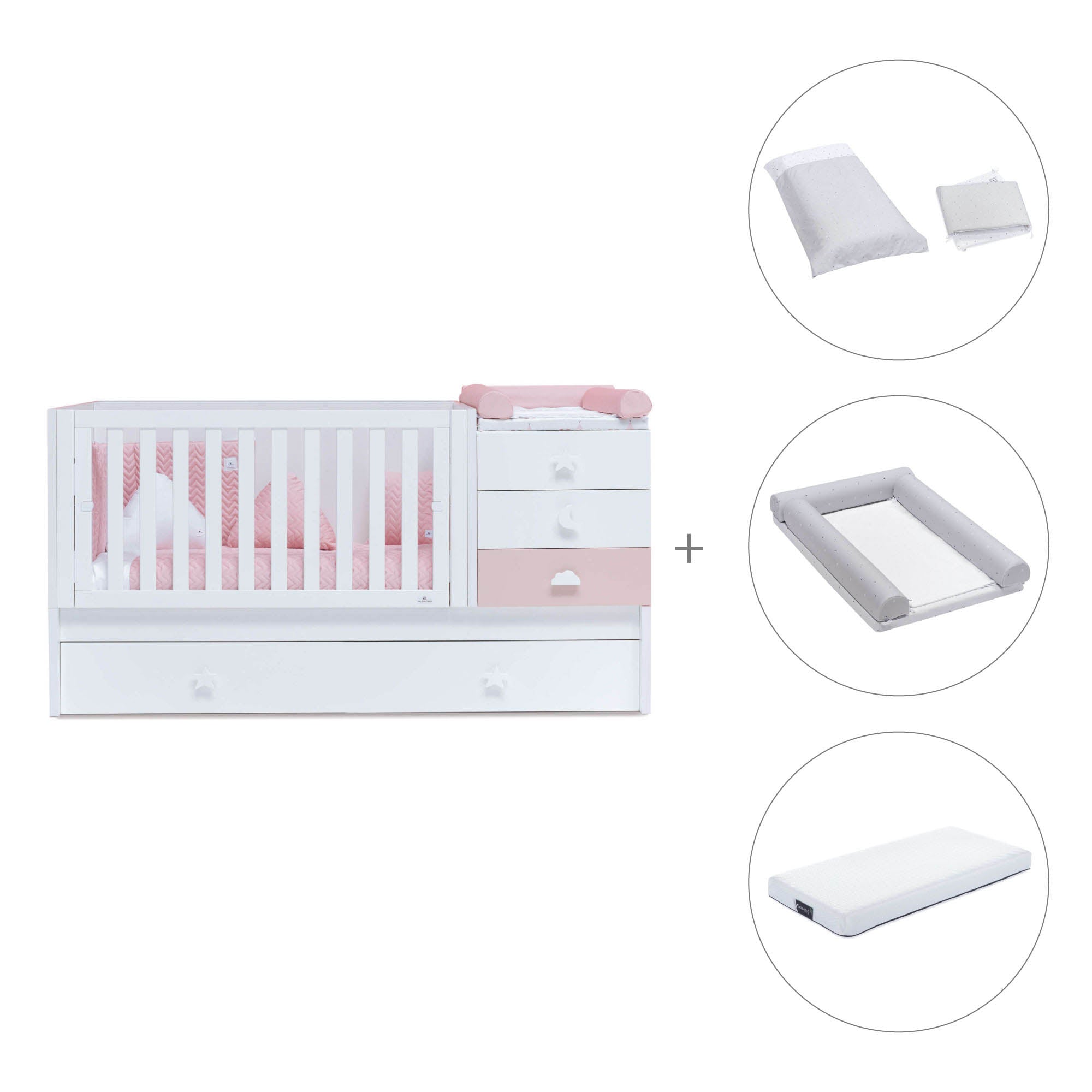 Lettino trasformabile 70x140 cm bianco/rosa · Sero Bubble K554-M7742